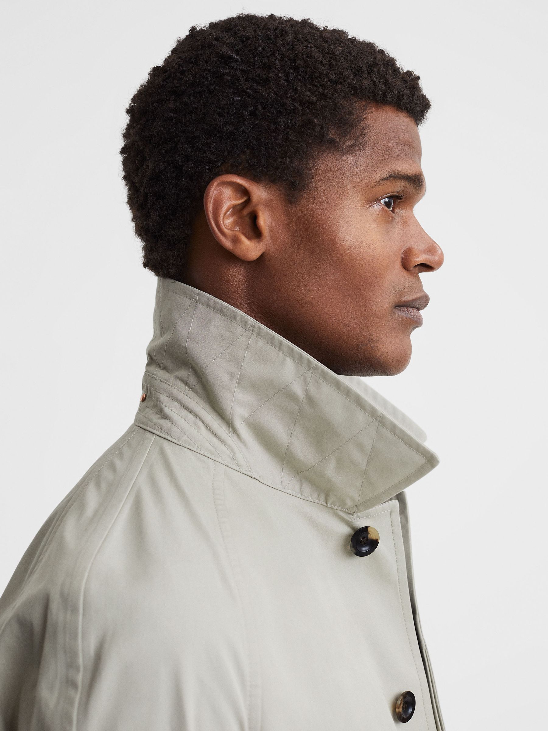 Private White Mid-Length Trench Coat in Stone