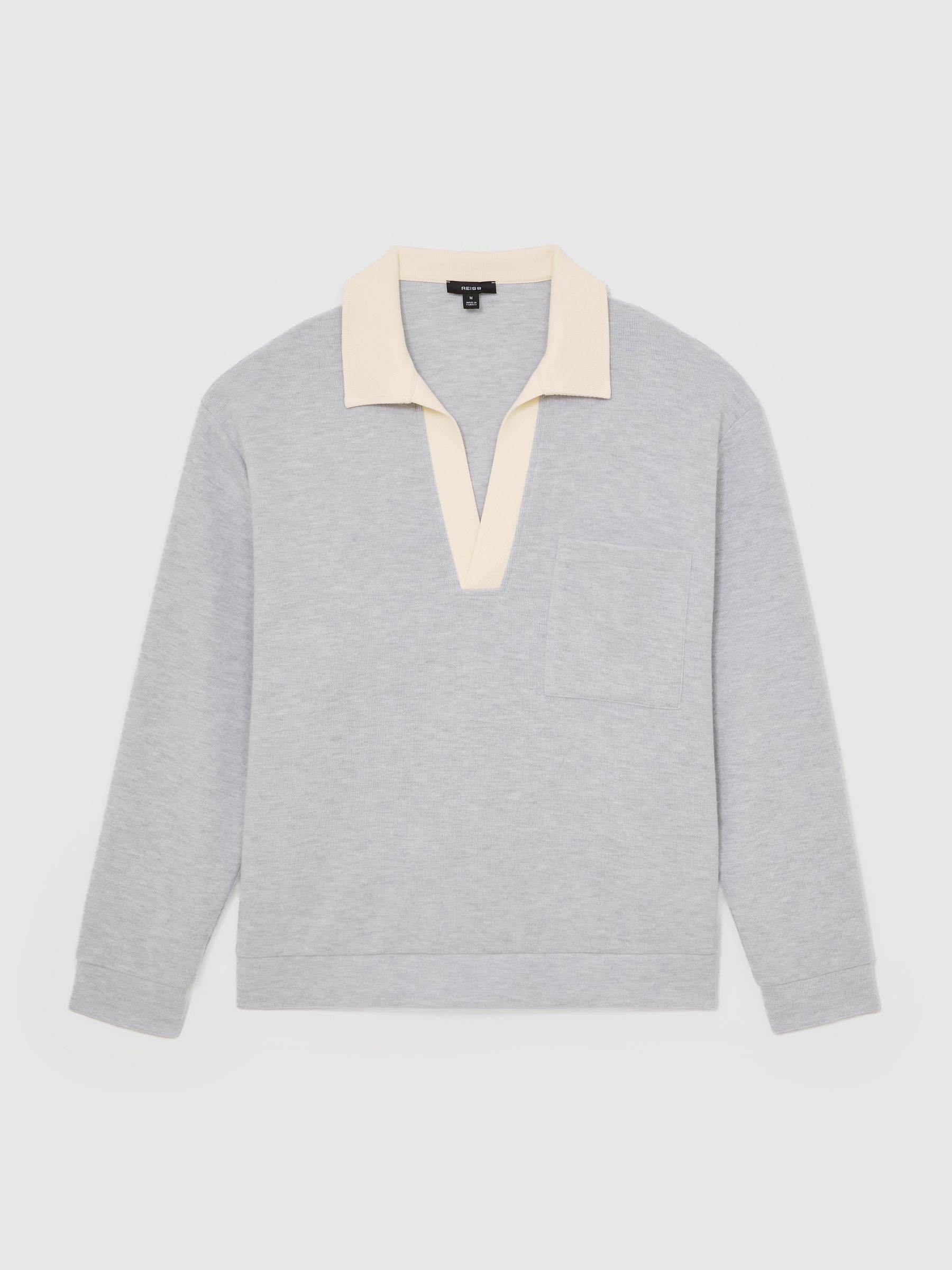 Polo Shirt in Grey Marl/White