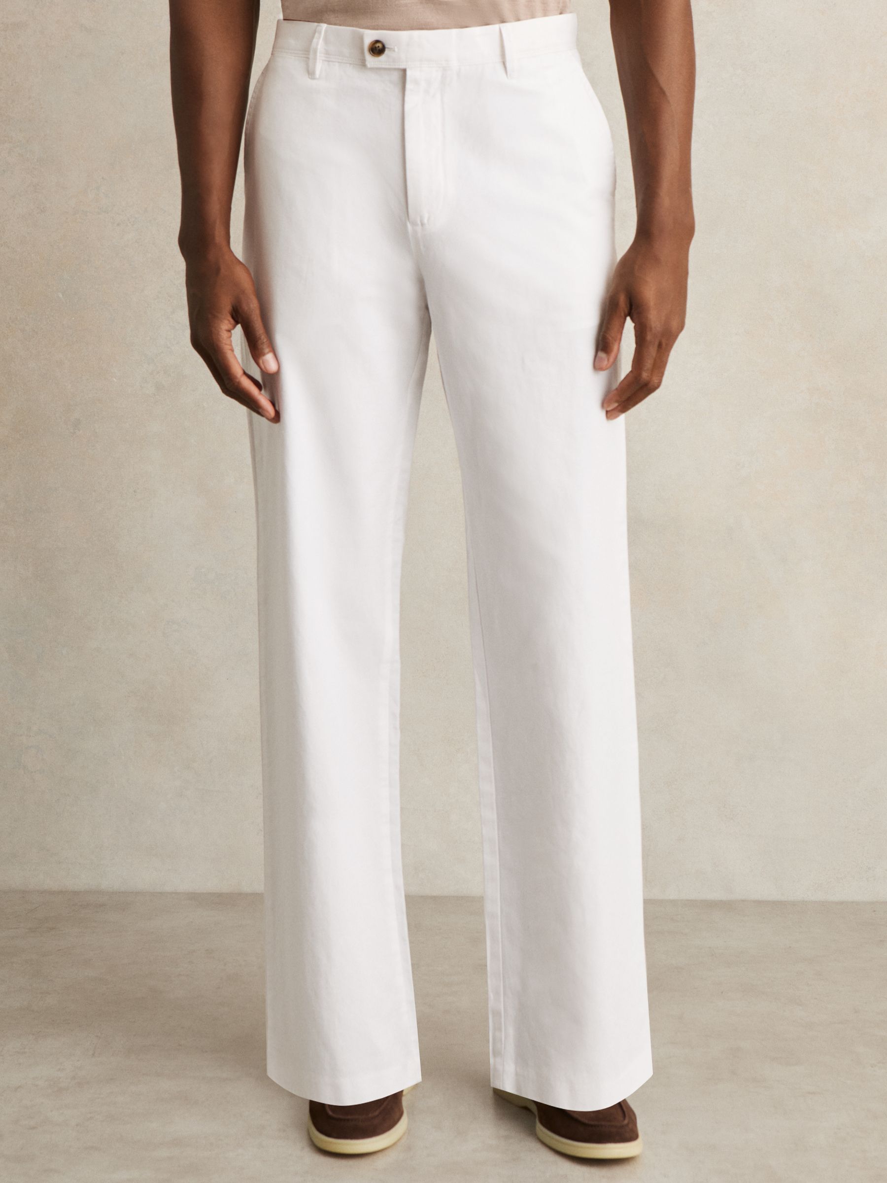 Cotton-Linen Relaxed-Fit Trousers in White