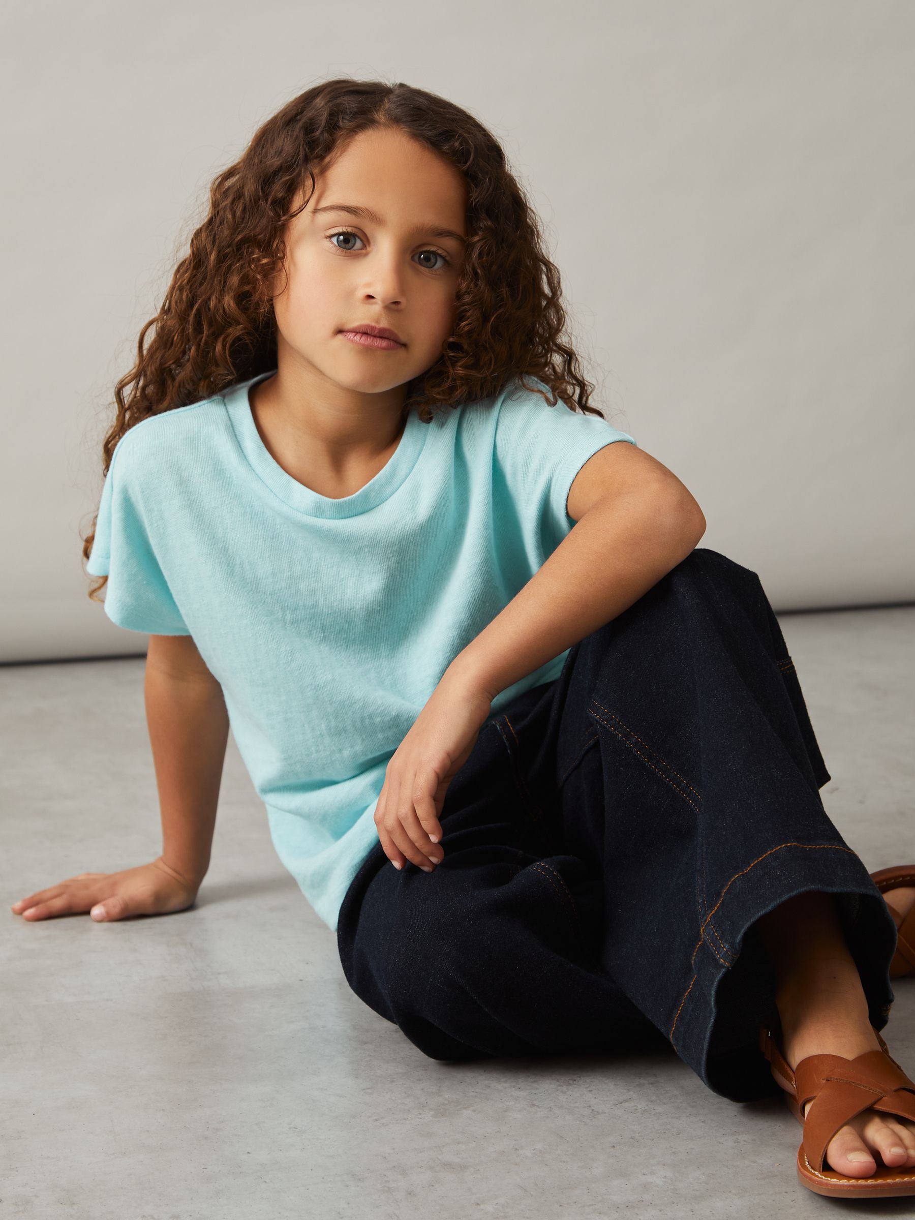 4-9 yrs Oversized Cotton-Blend T-Shirt in Blue