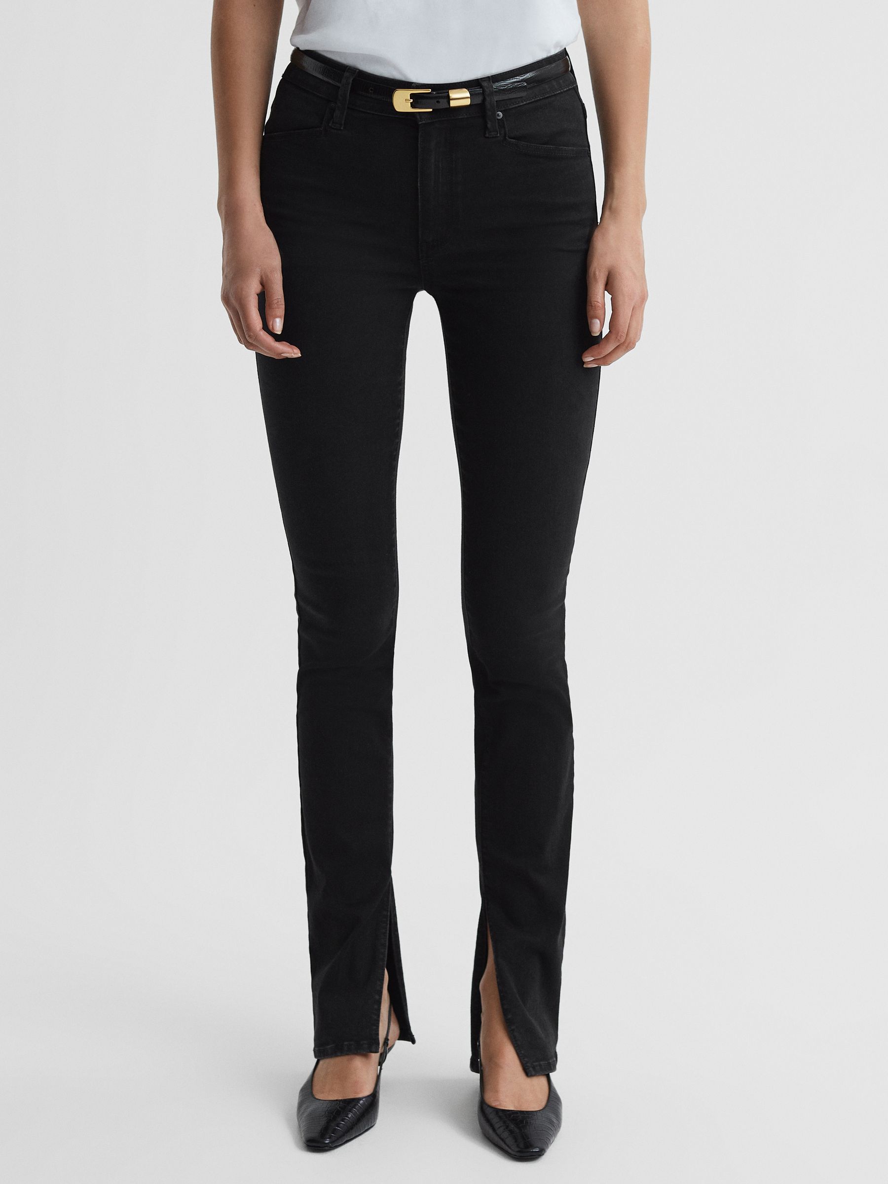 Paige Slim Fit Split Hem Jeans in Slater