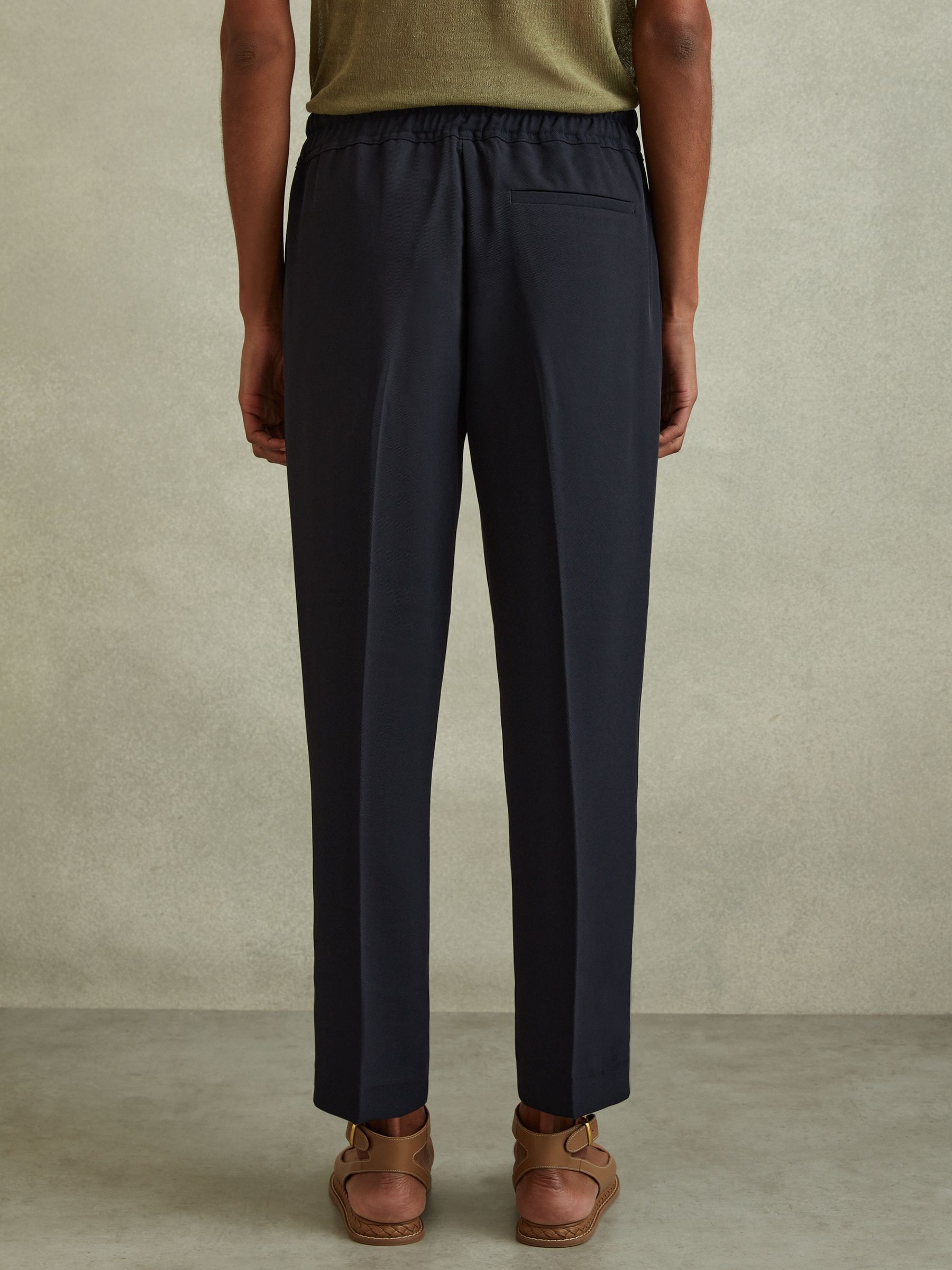 Tapered Pull On Trousers in Navy