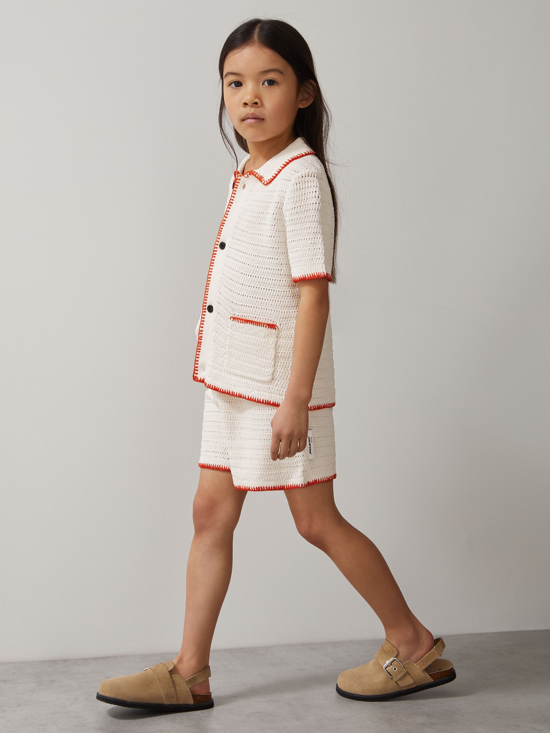3-9 yrs McLaren F1 Team Crochet Shorts in Off White/Orange