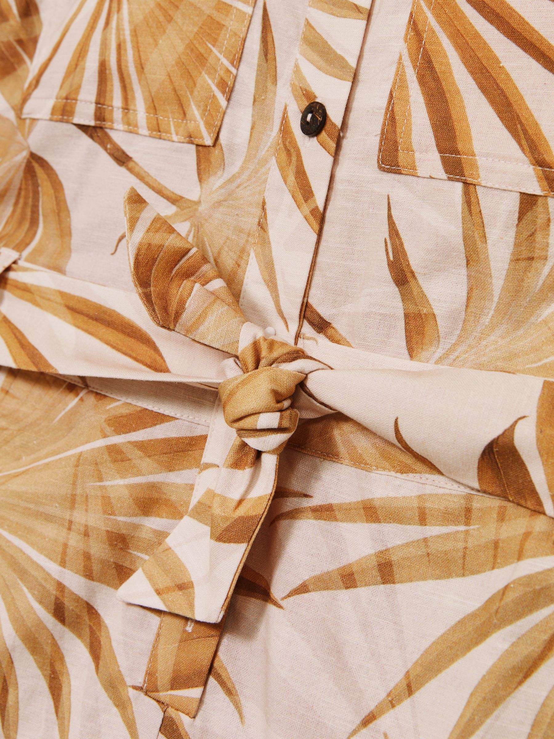 13-14 yrs Cotton-Linen Palm-Print Playsuit in Multi