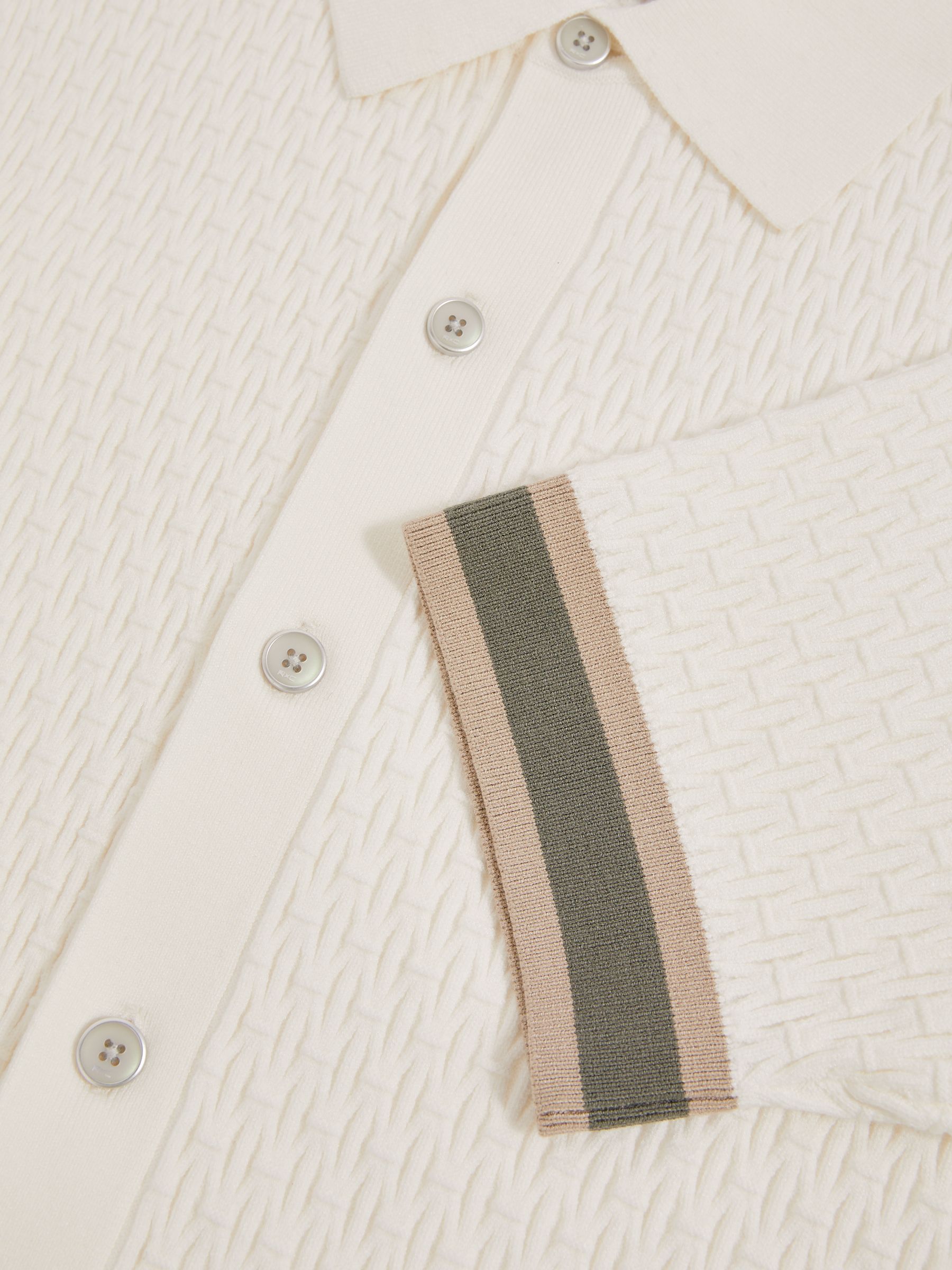Reiss | Ché Textured Cuff-Trim Shirt in White