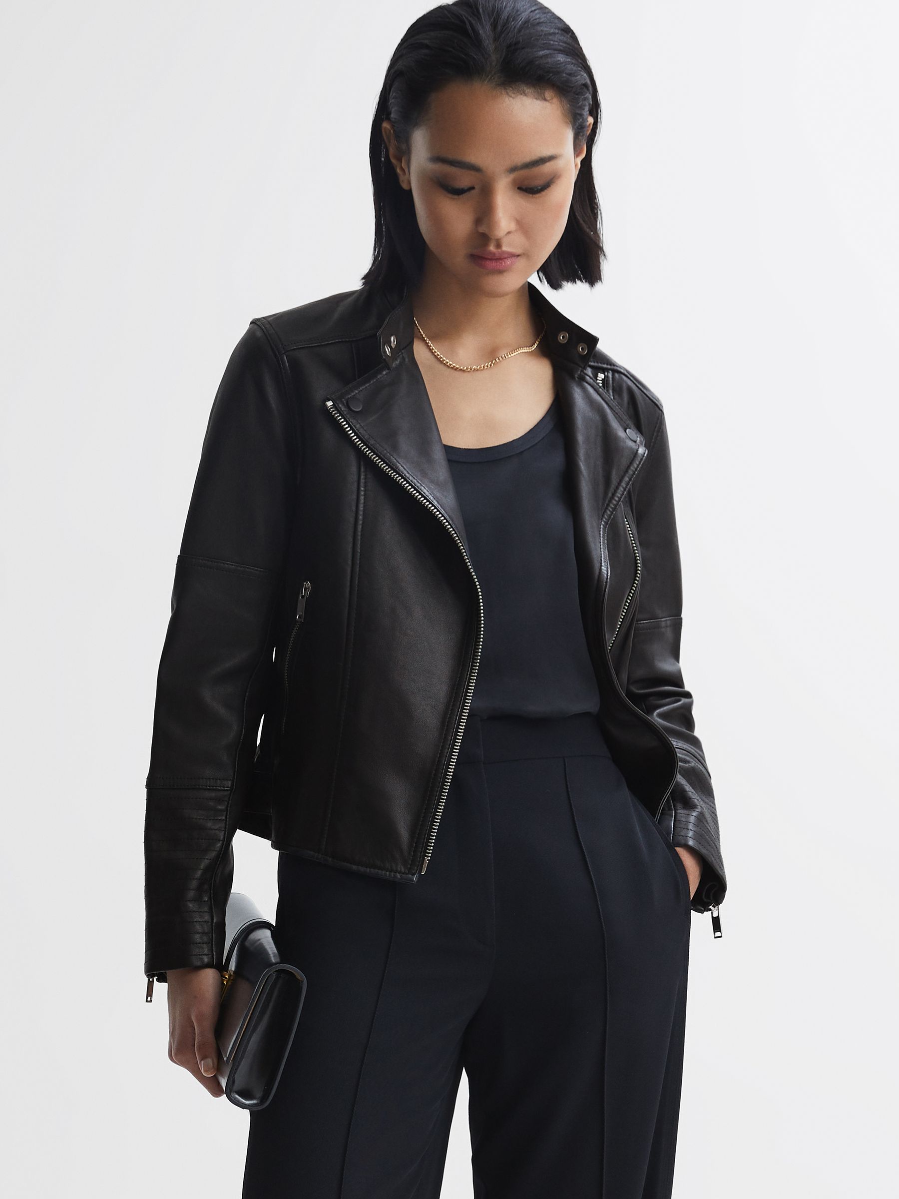 Leather Biker Jacket in Black