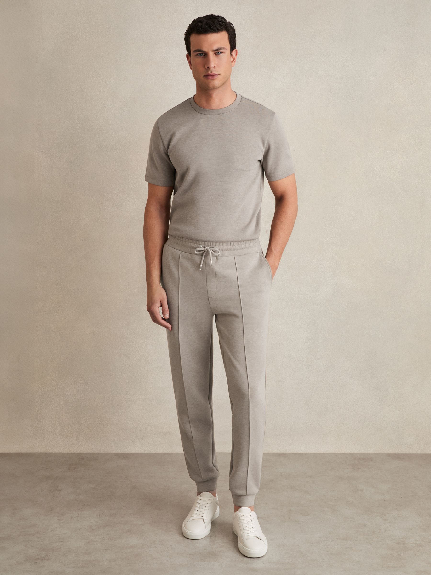 Stretch Jersey Tailored Joggers in Taupe