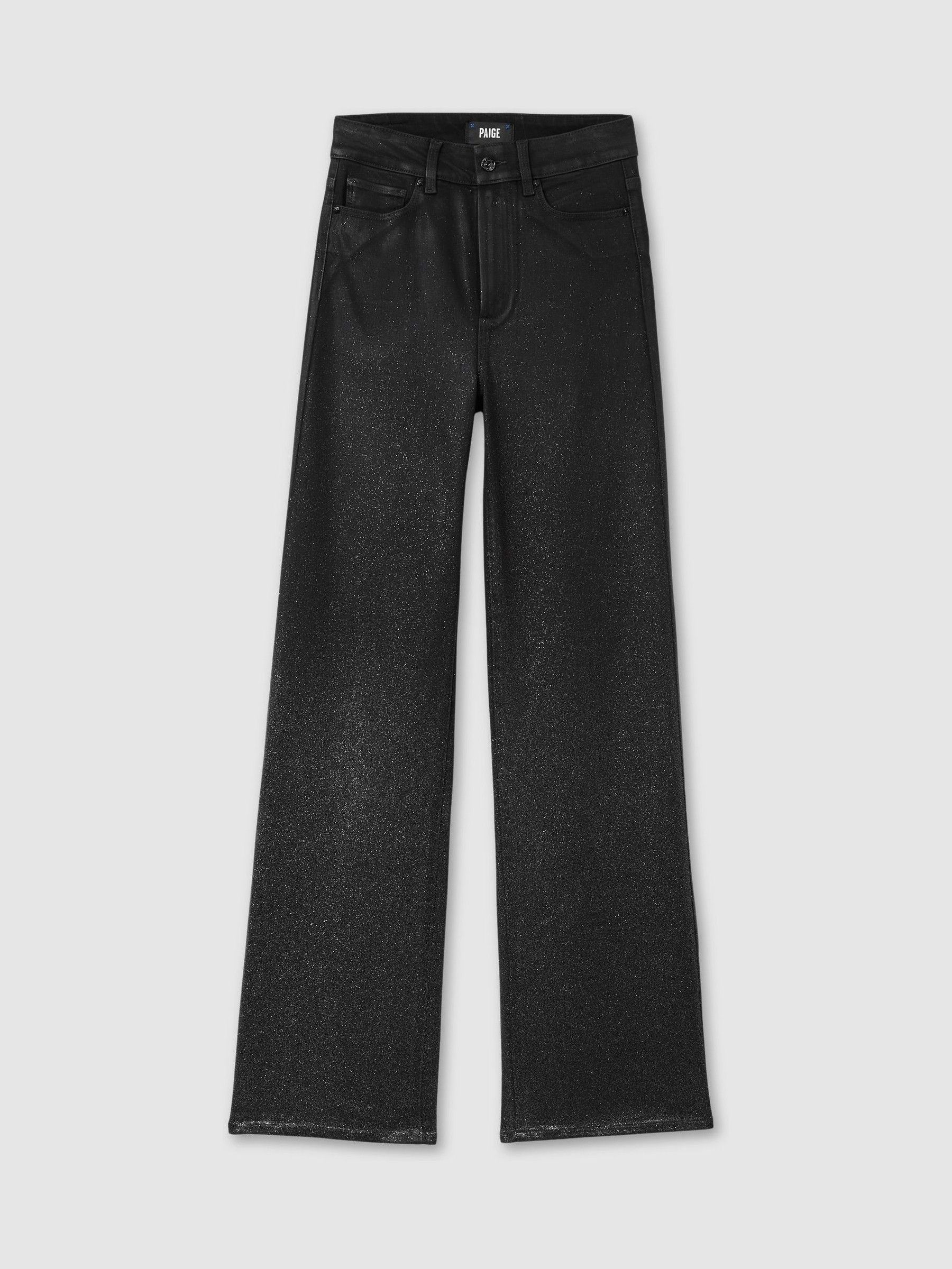 Paige Glitter Dégradé Straight Leg Jeans in Black/Silver