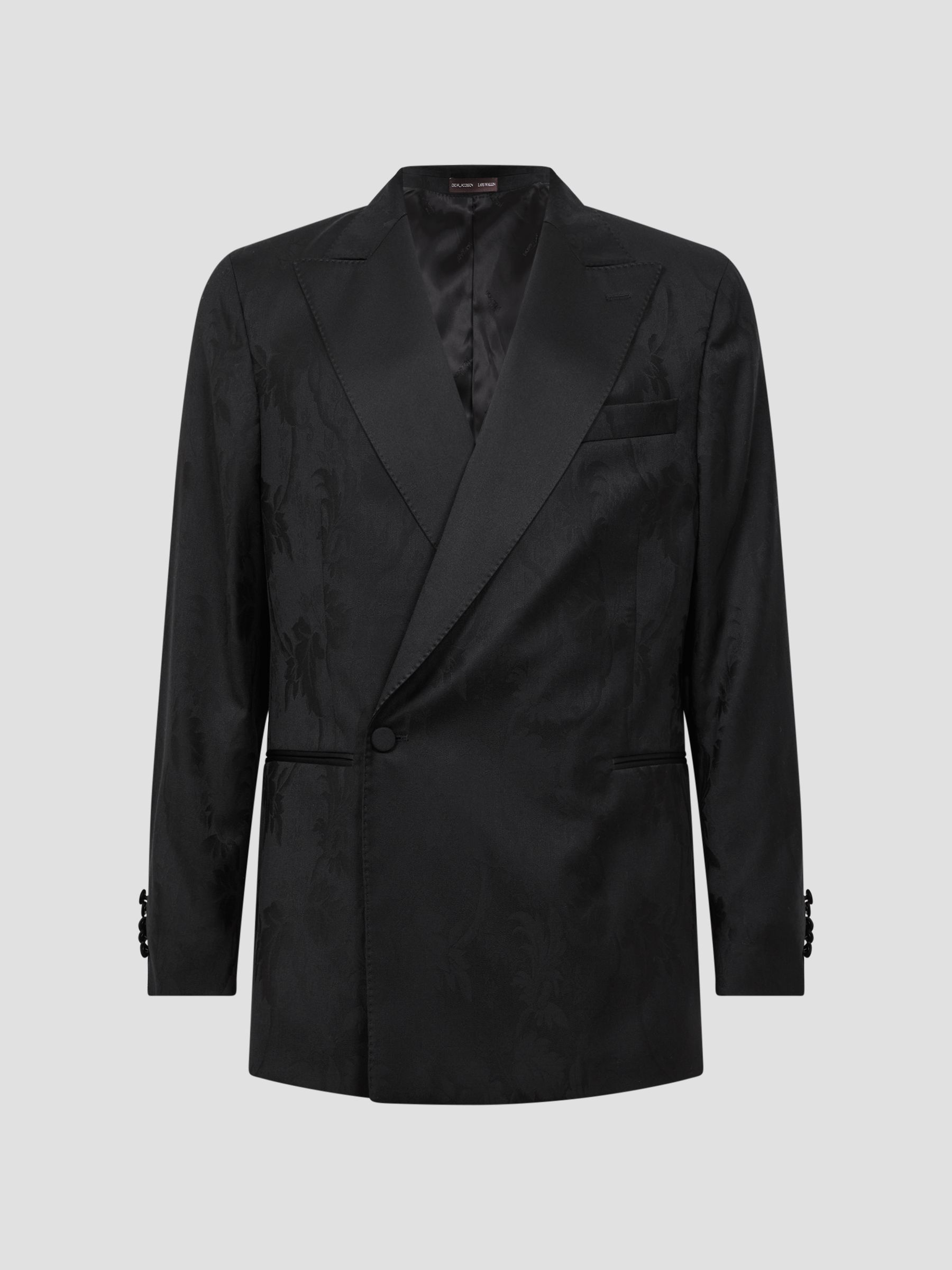 Jacquard Oscar Jacobson Double Breasted Blazer in Black