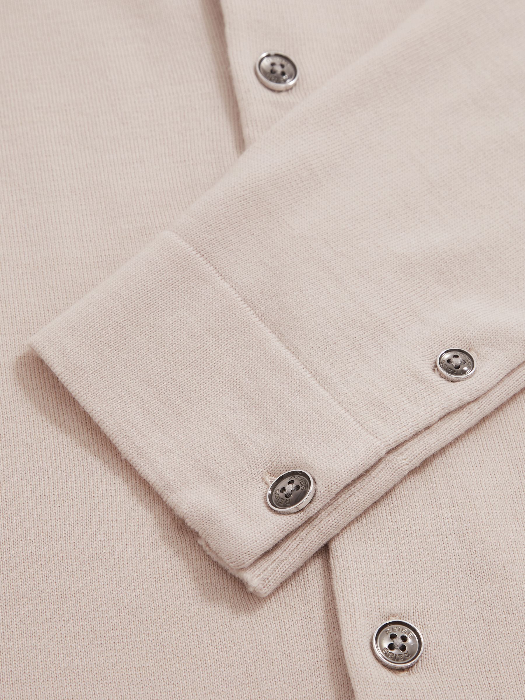 Merino Wool Button-Through Cardigan in Beige