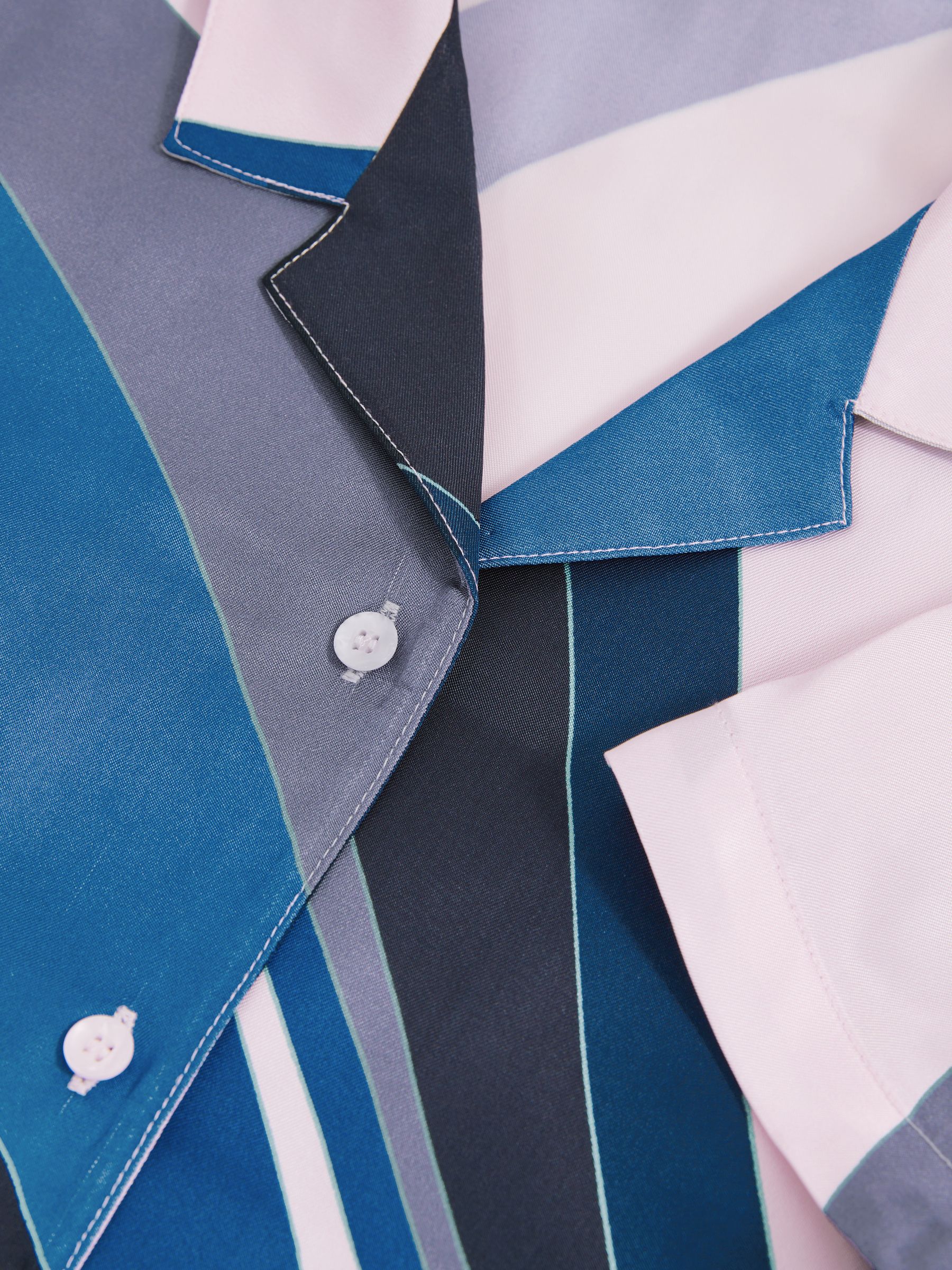 4-9 yrs Printed Cuban Collar Shirt in Blue Print