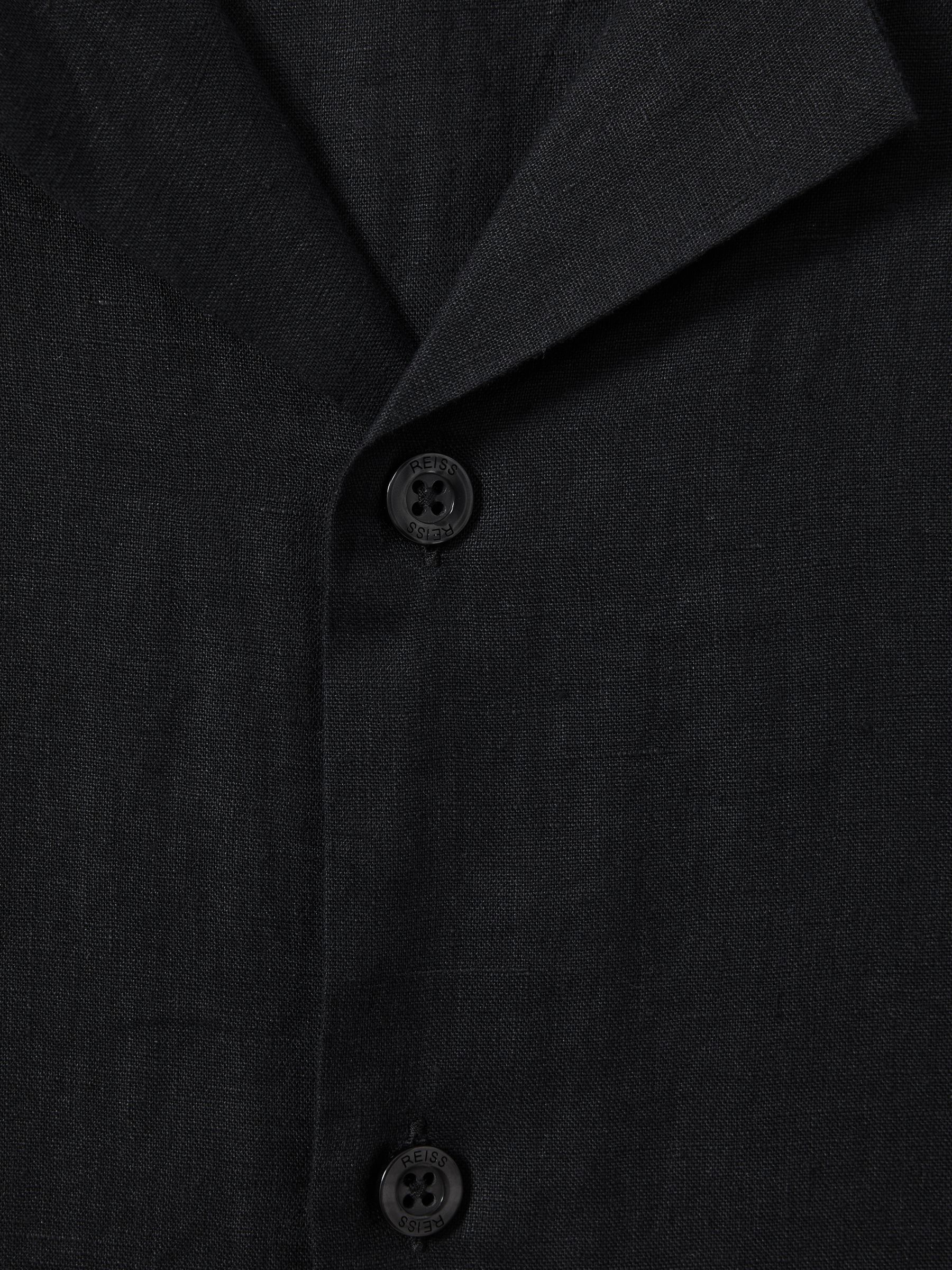Linen Cuban-Collar Shirt in Black
