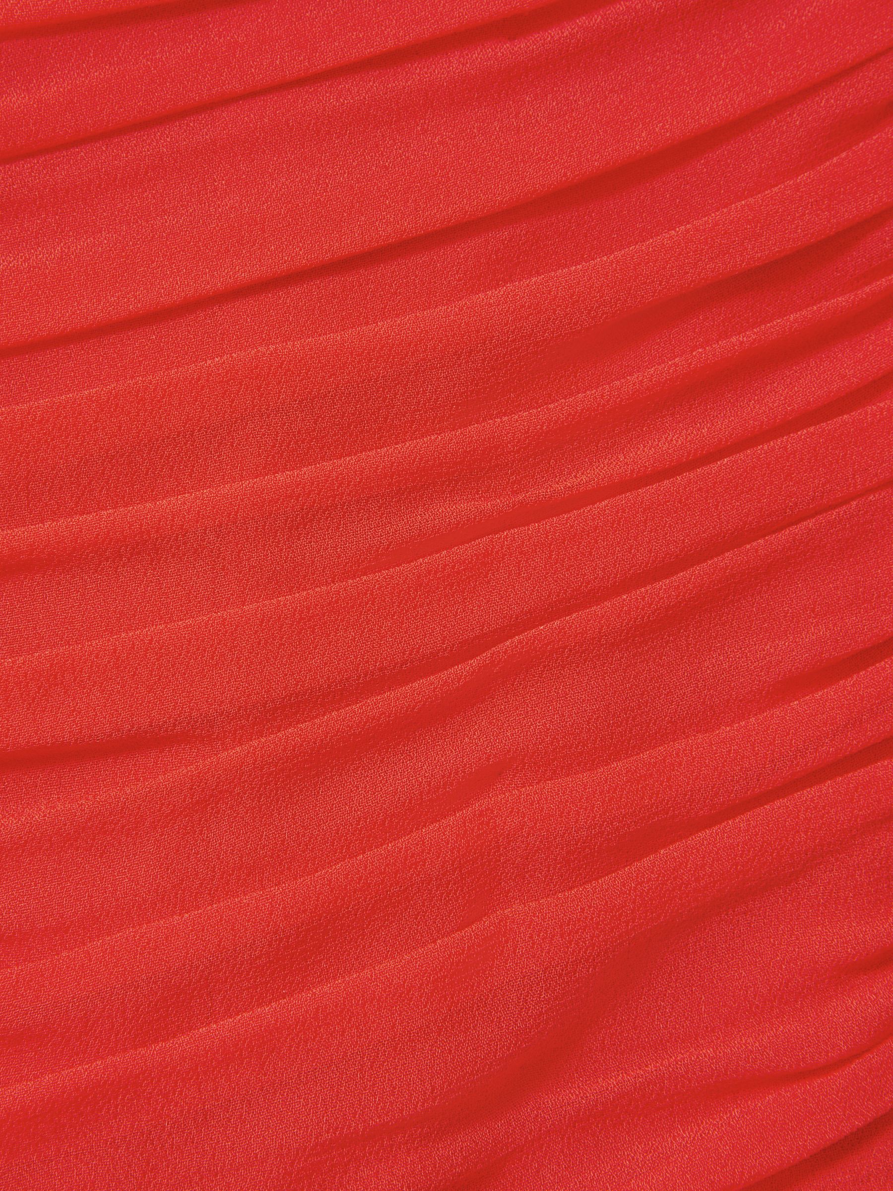 Ruched Bodycon Midi Dress in Coral