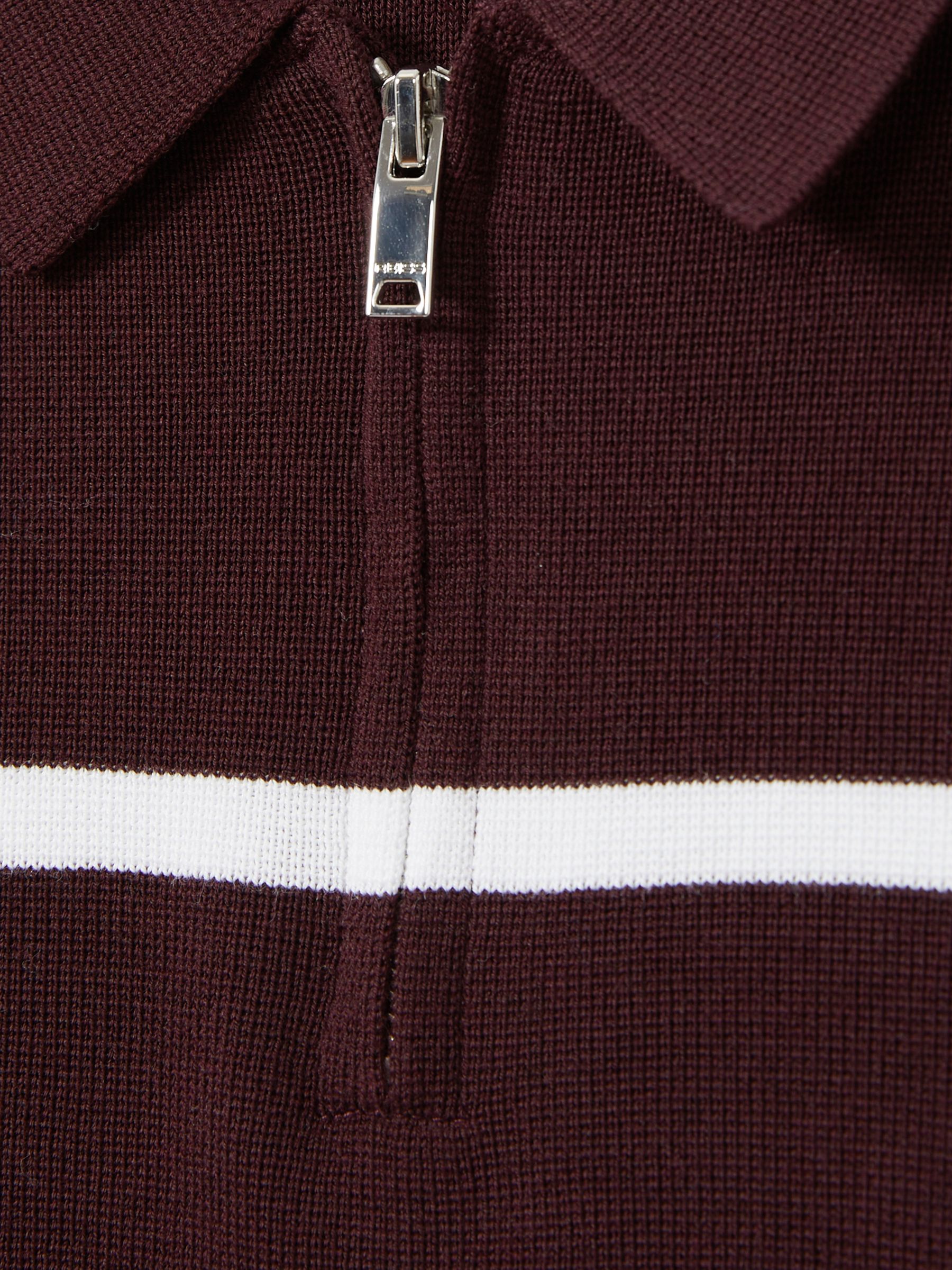 9-13 yrs Colour-Block Half-Zip Polo Shirt in Navy/Bordeaux/White