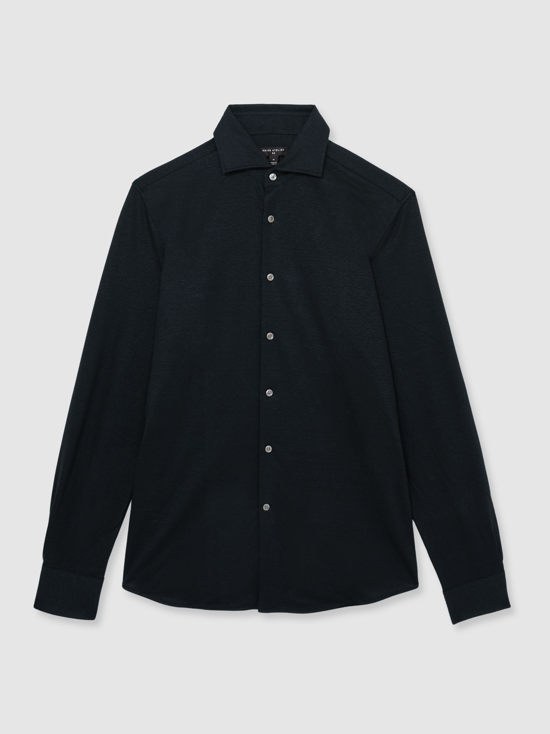 Atelier Linen-Blend-Jersey Shirt in Navy