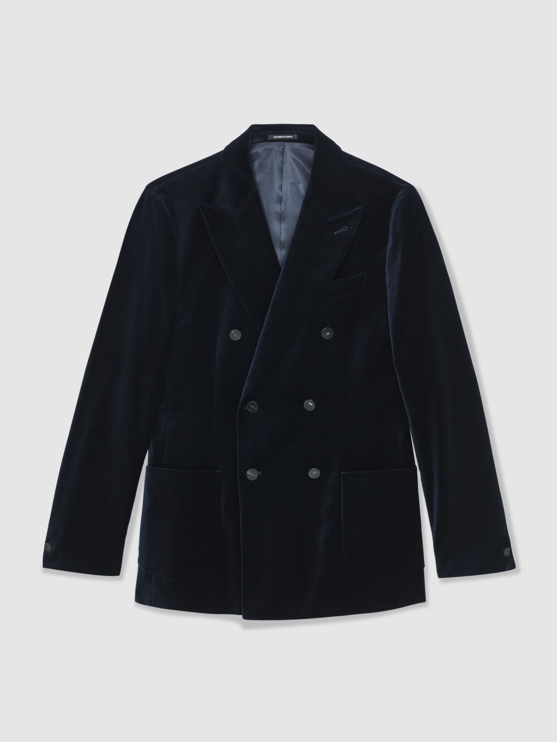 Double-Breasted Velvet Blazer Regular-Fit in Navy