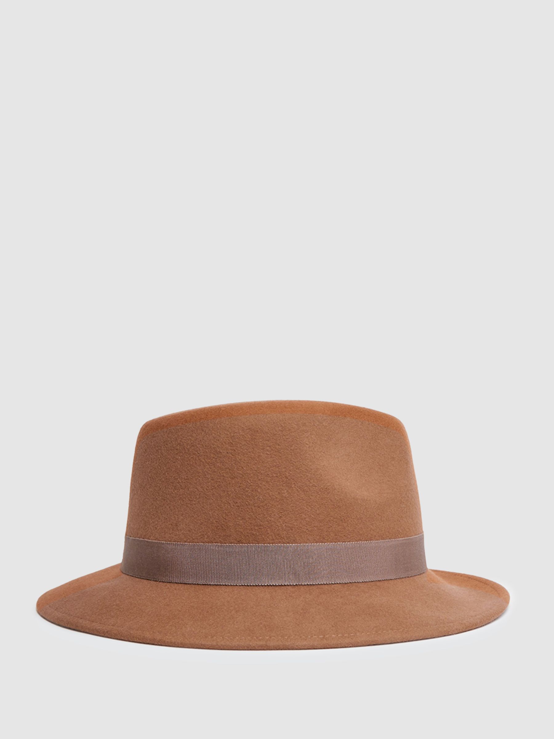 Wool Fedora Hat in Camel