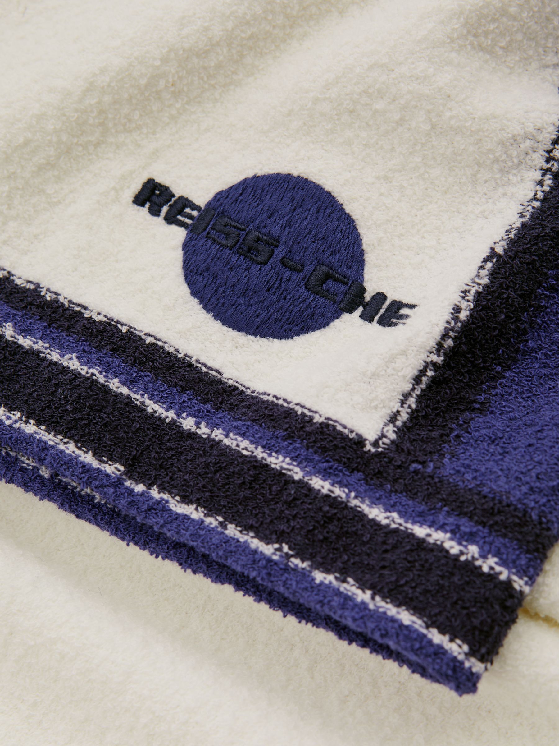 Reiss | Ché Towelling Drawstring Shorts in White/Bright Blue