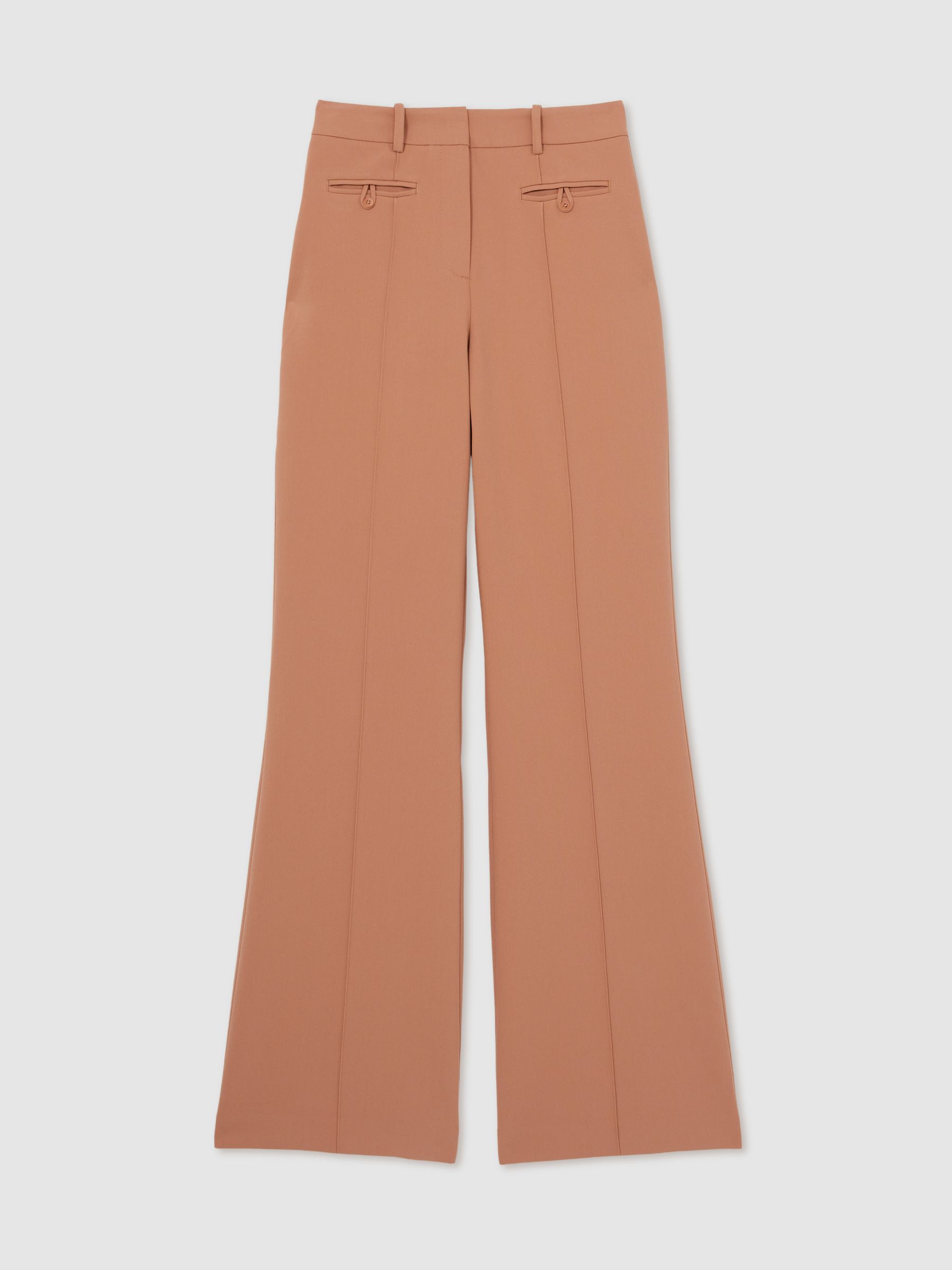 Petite Welt Pocket Flared Trousers in Tan