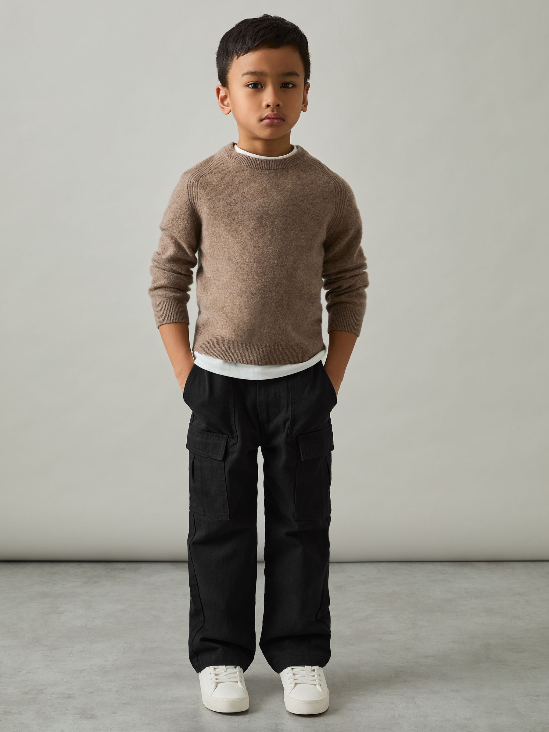 3-9 yrs 100% Cotton Straight Leg Cargo Trousers in Black