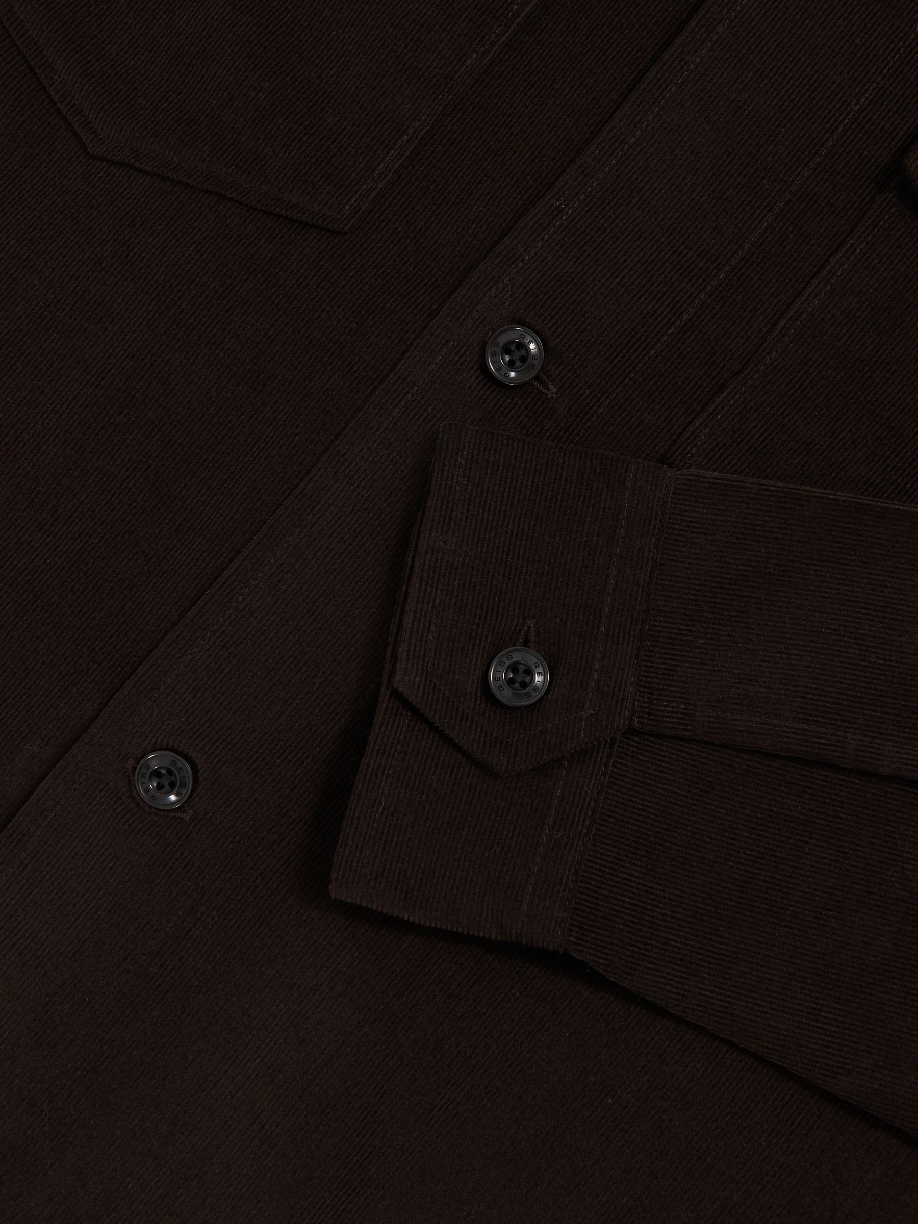 Cotton Corduroy Twin-Pocket Overshirt in Brown