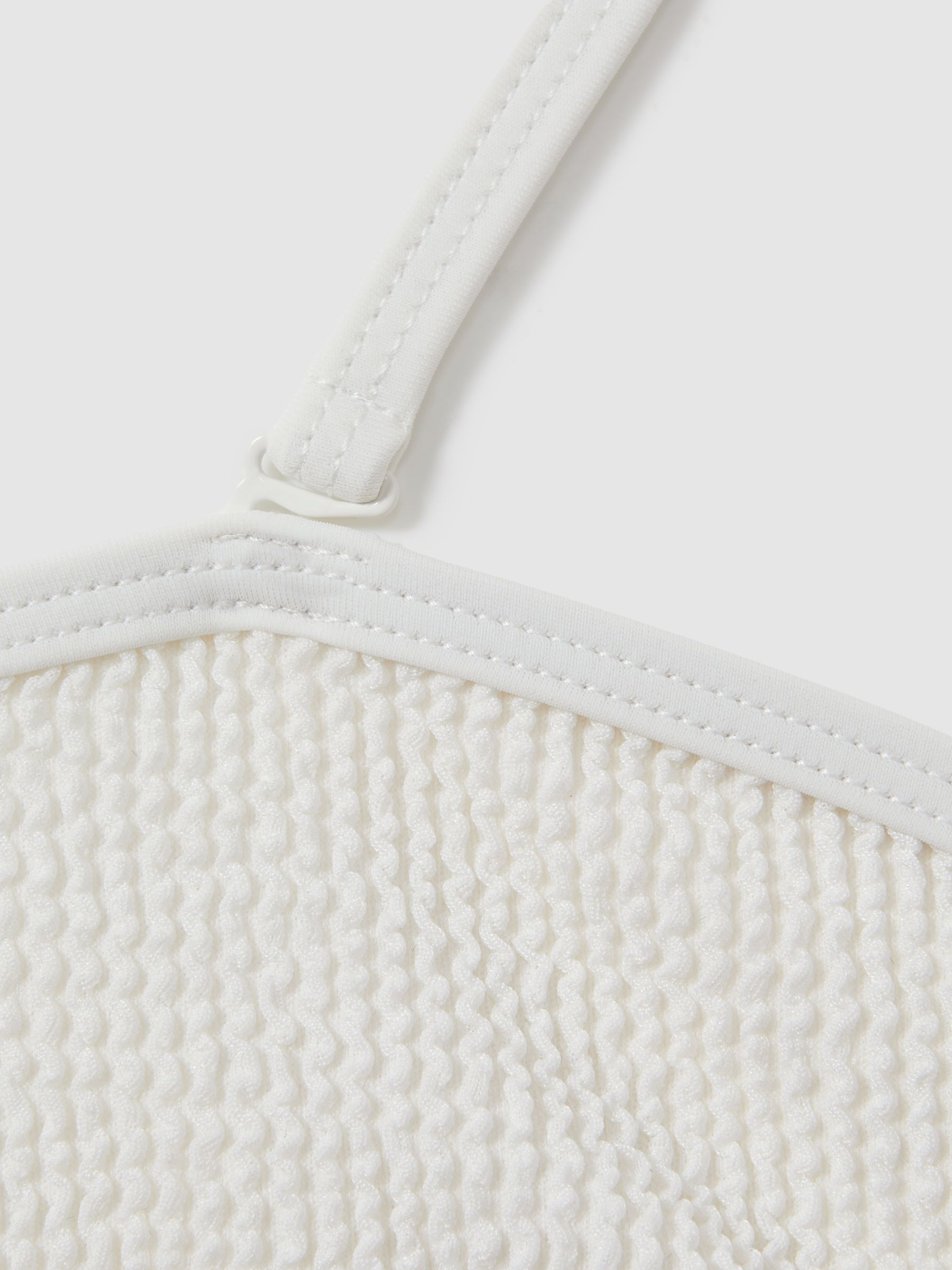 Good American Always Fits Textured Halter Neck Bikini Top in Cloud White