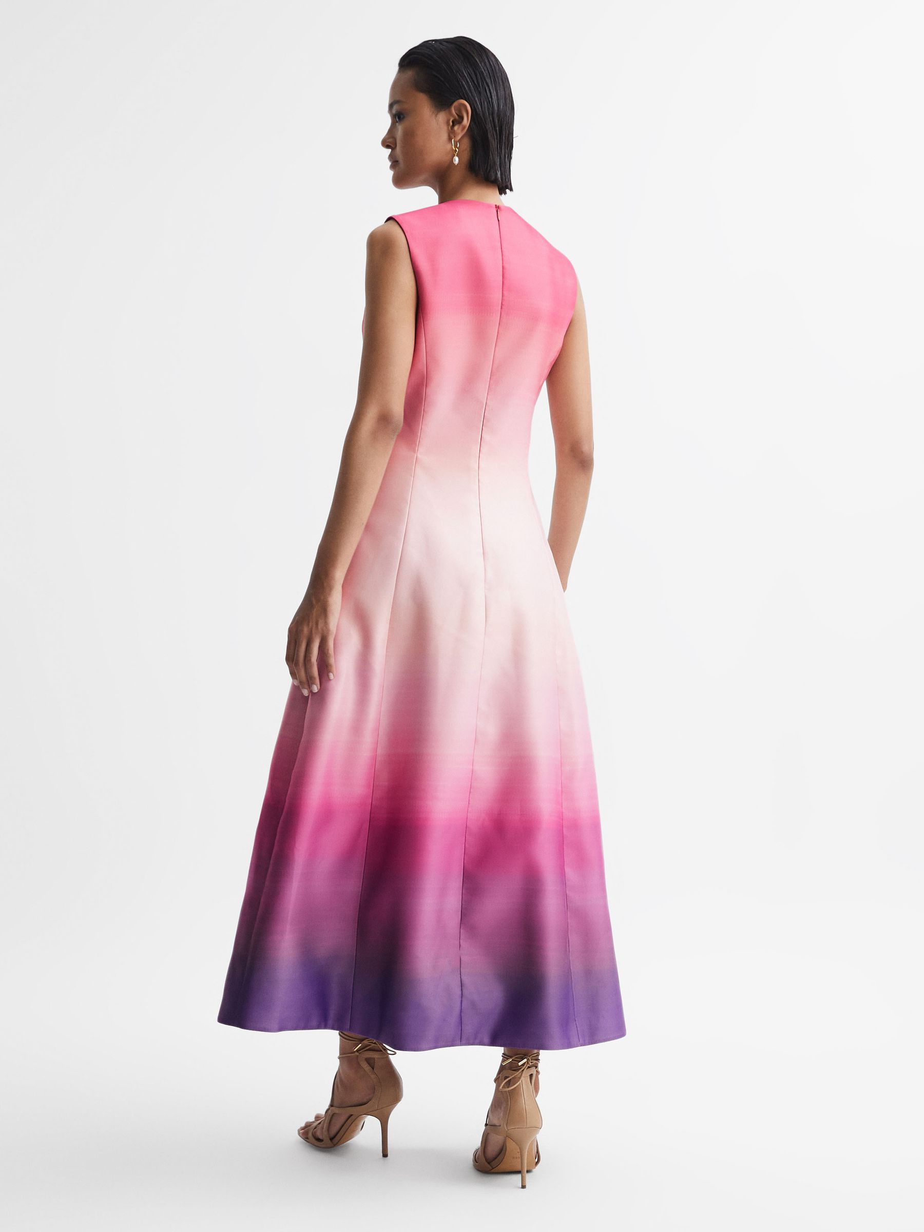 Leo Lin Ombre Sleeveless Midi Dress in Ombre Coral