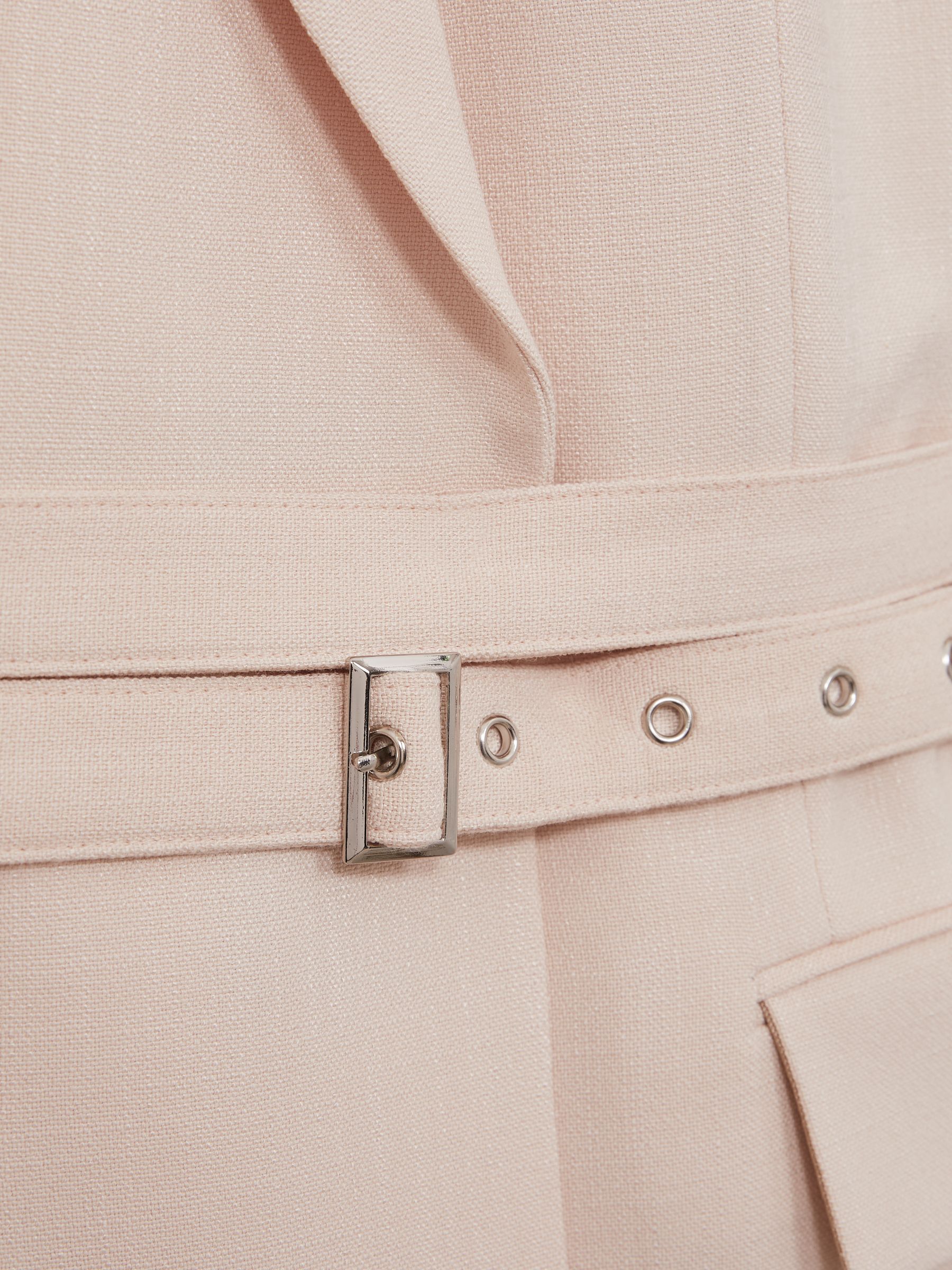 Single-Breasted Belted Suit Jacket in Pink