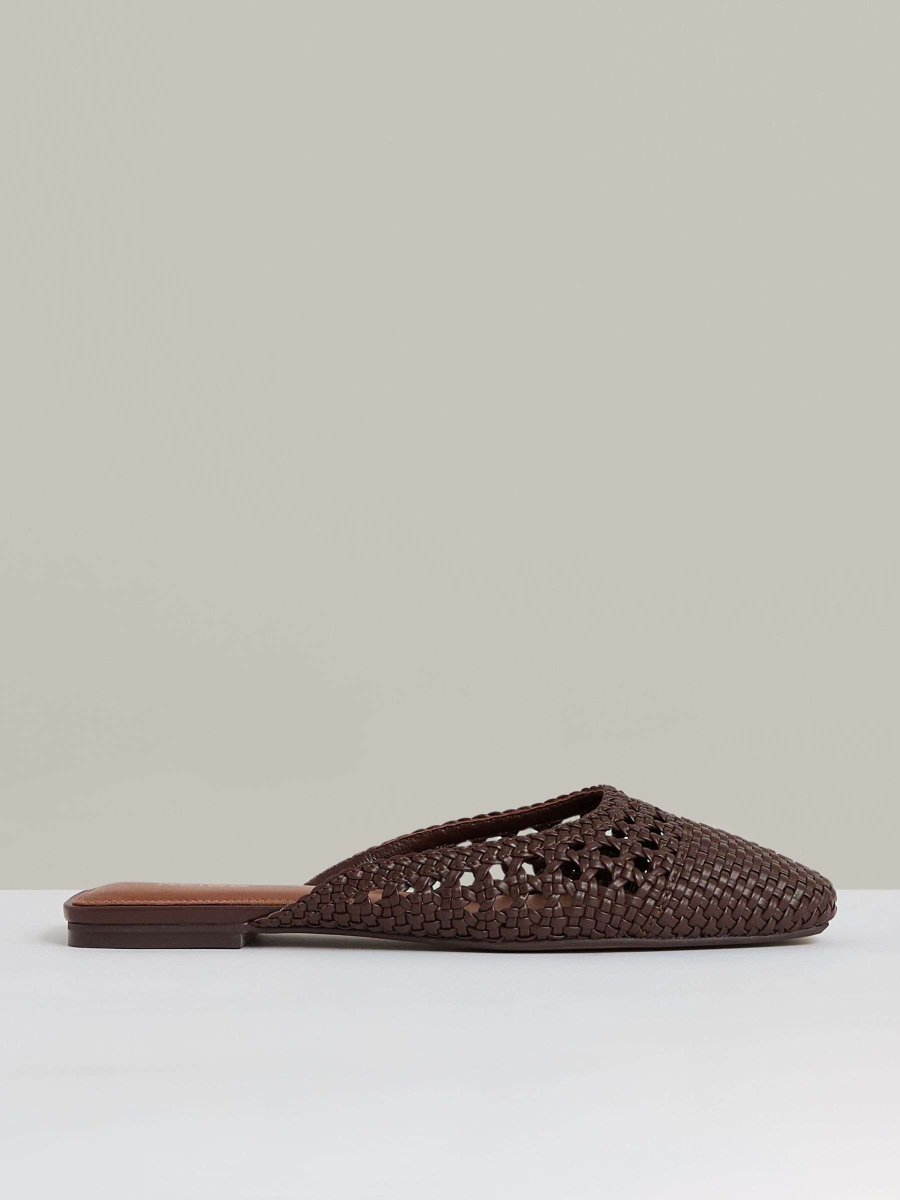 Woven Slip-On Mules in Chocolate