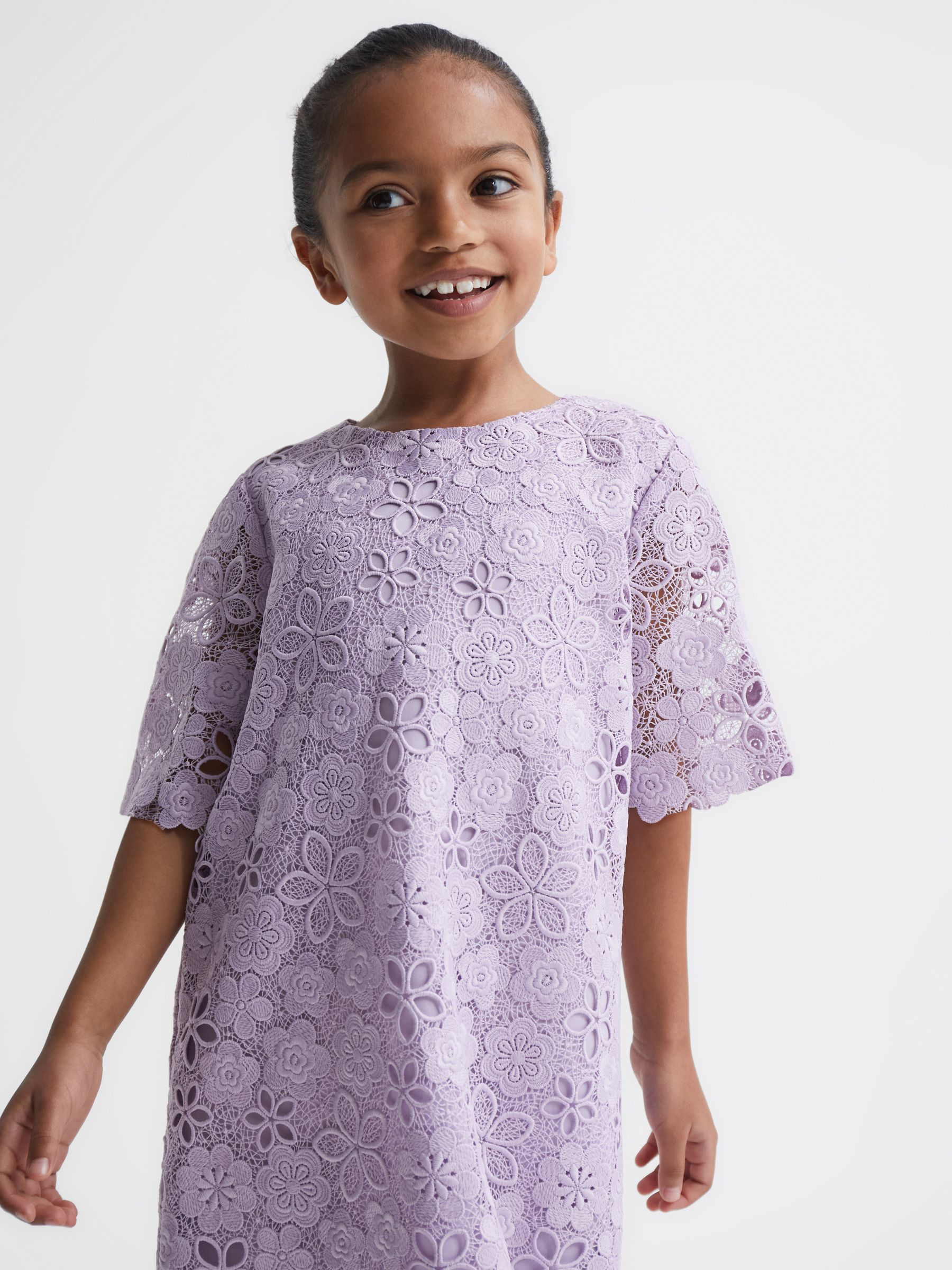 9-12 yrs Lace T-Shirt Dress in Lilac