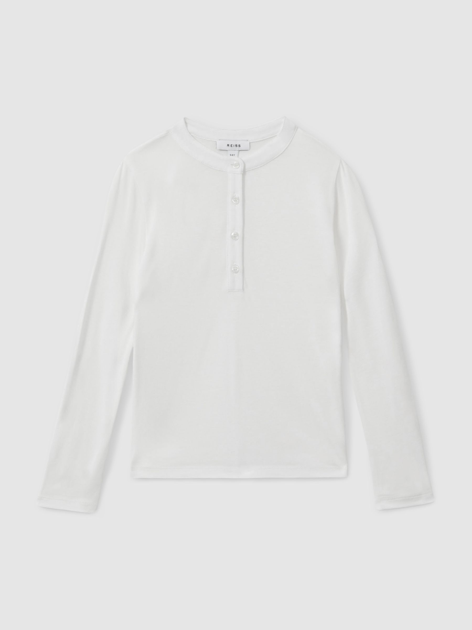4-9 yrs Grandad Collar Long-Sleeve Top in Ivory