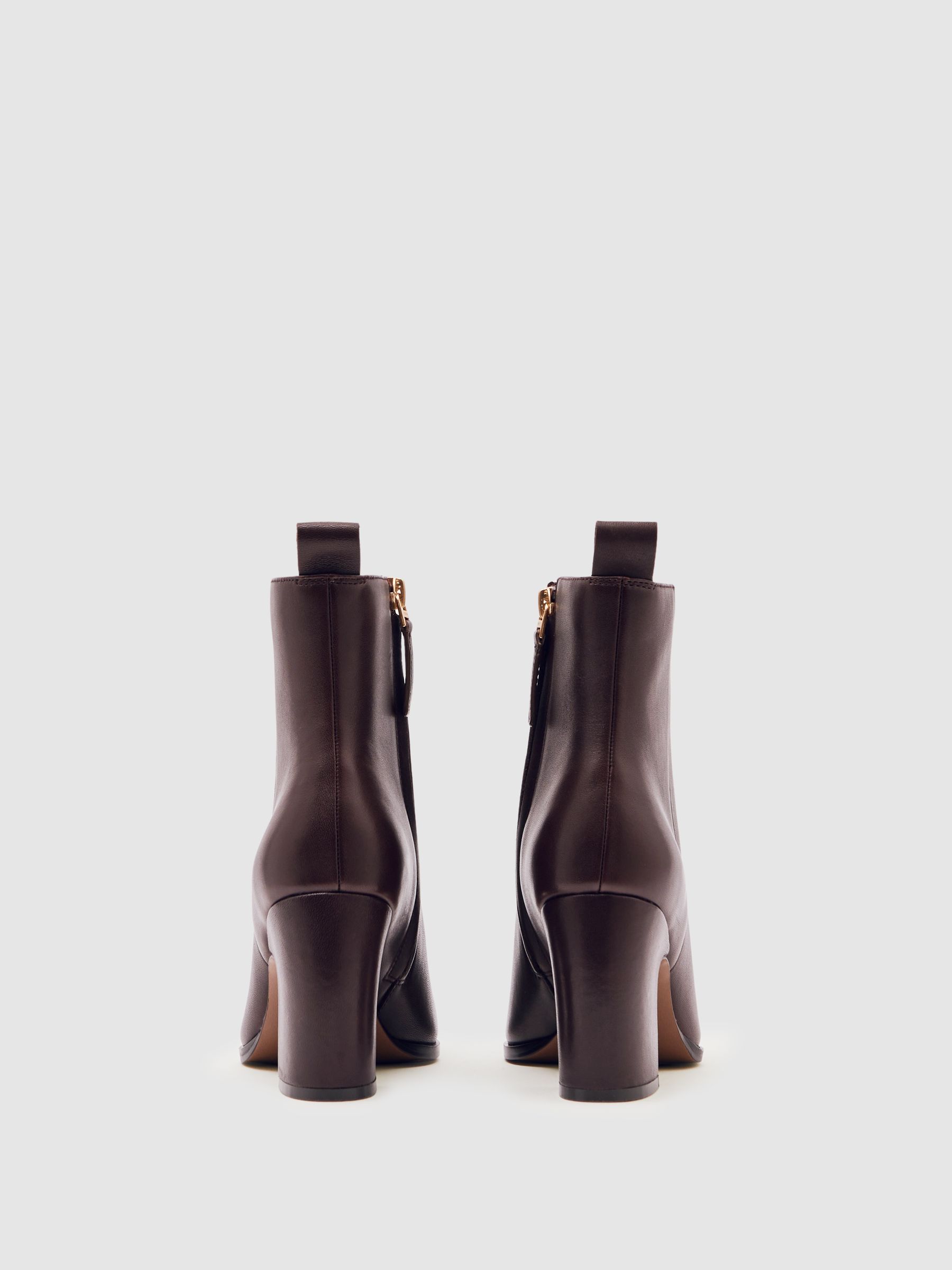 Leather Blocked Heel Ankle Boots in Oxblood