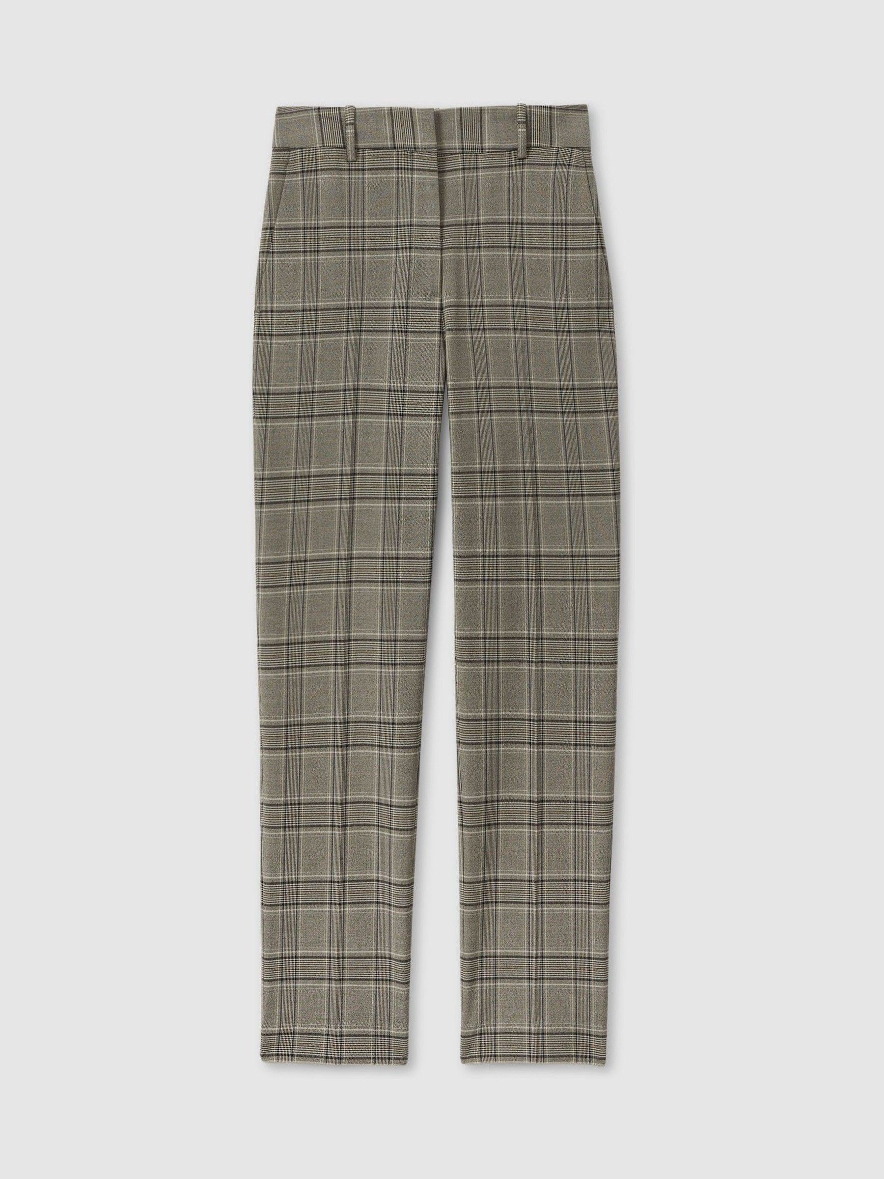 Checked Slim Fit Suit Trousers in Grey Check