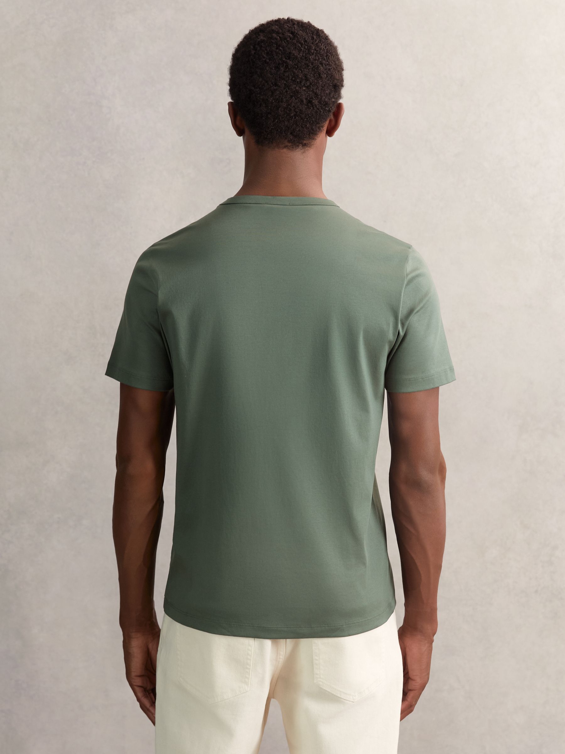 Airwater-Cotton Crew-Neck T-Shirt in Kale Green