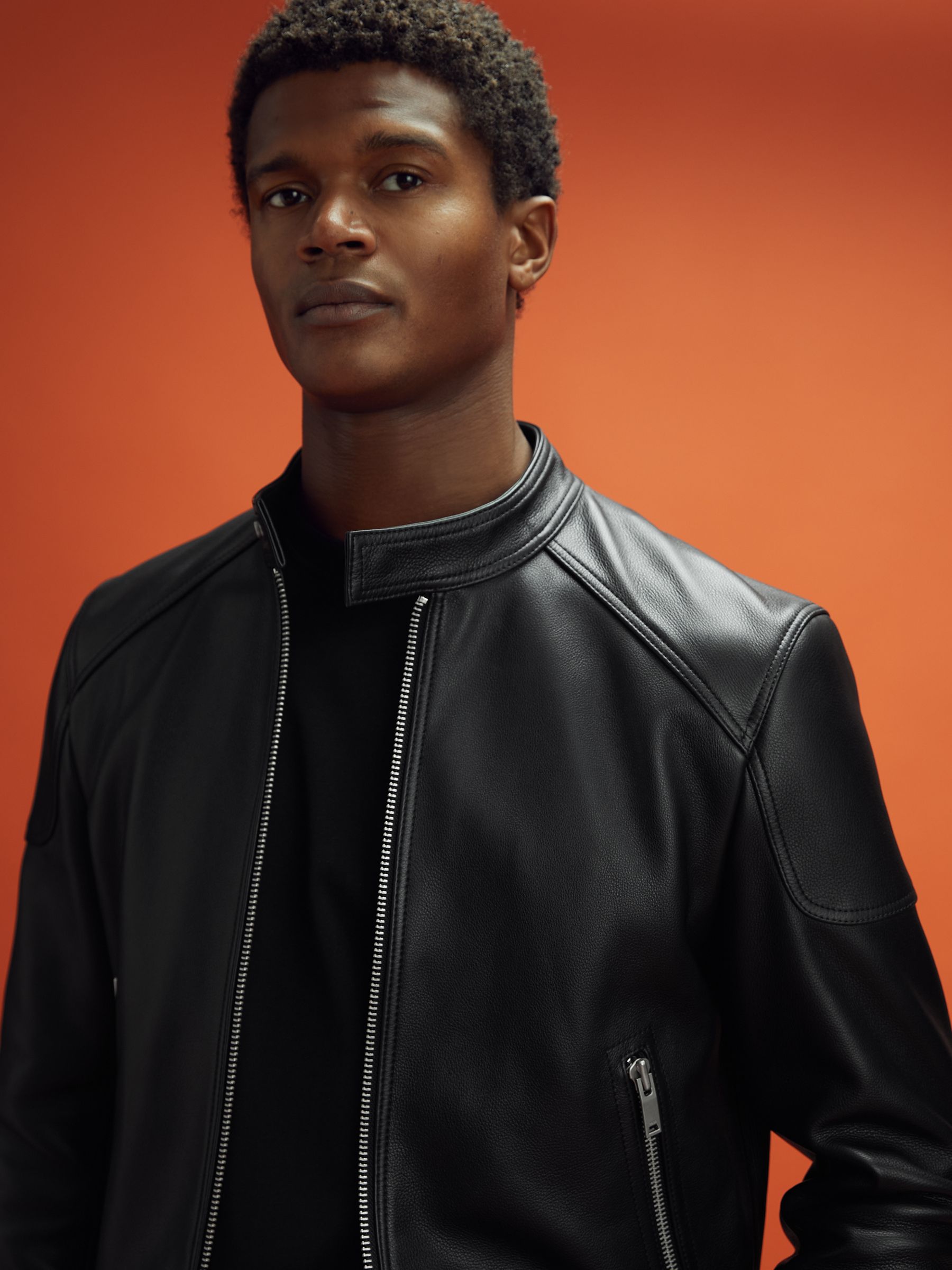 McLaren F1 Embossed Leather Jacket in Black