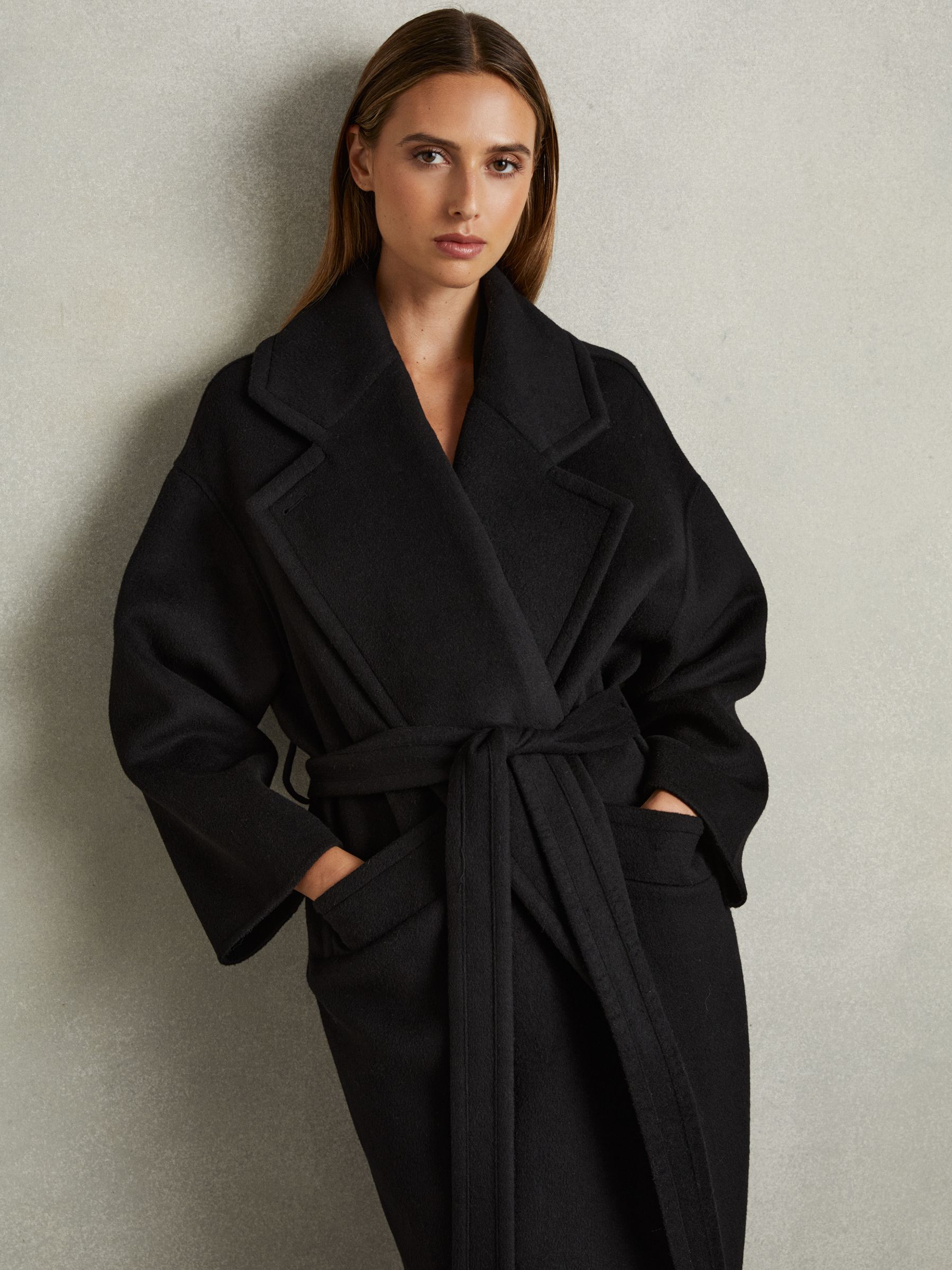 Petite Wool-Blend Blindseam Coat in Black