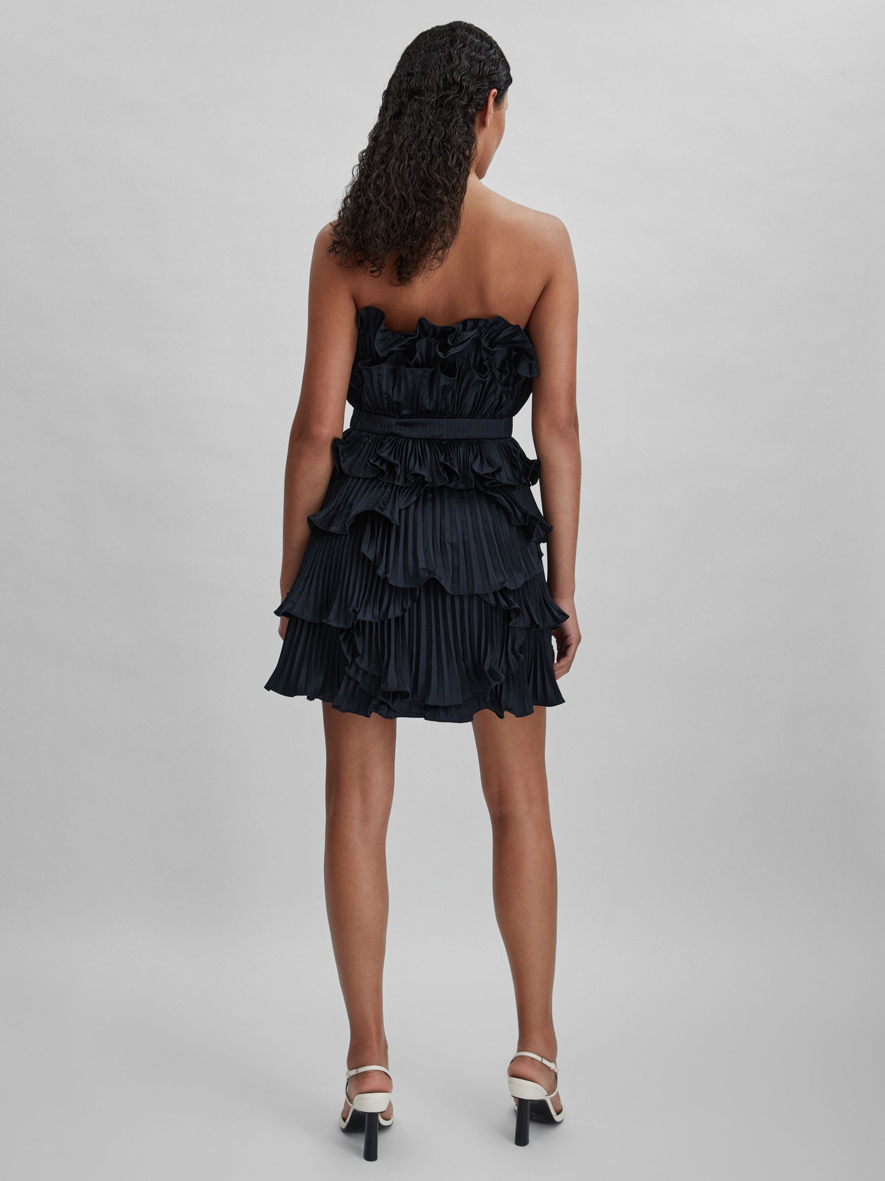 Amur Strapless Ruffle Mini Dress in Navy