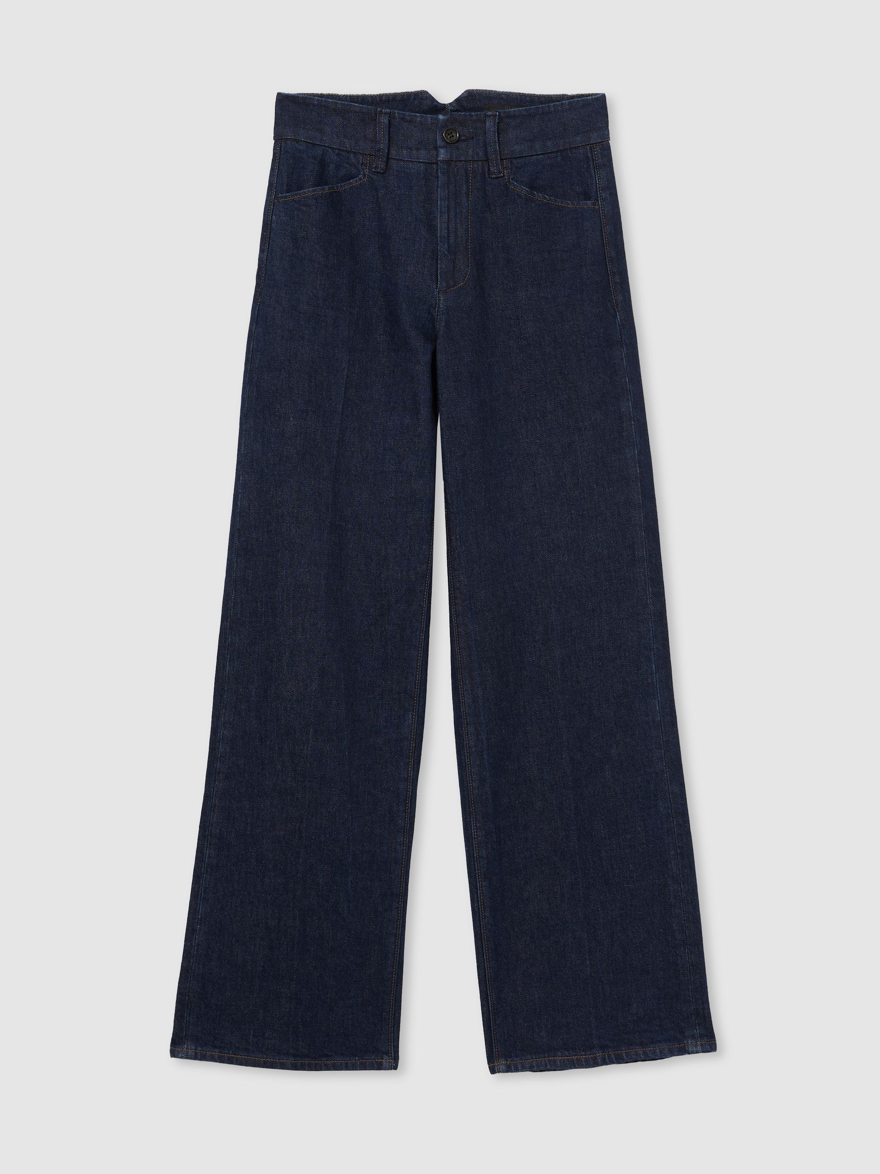 Paige Petite Wide-Leg Jeans in Dark Edinburgh Blue
