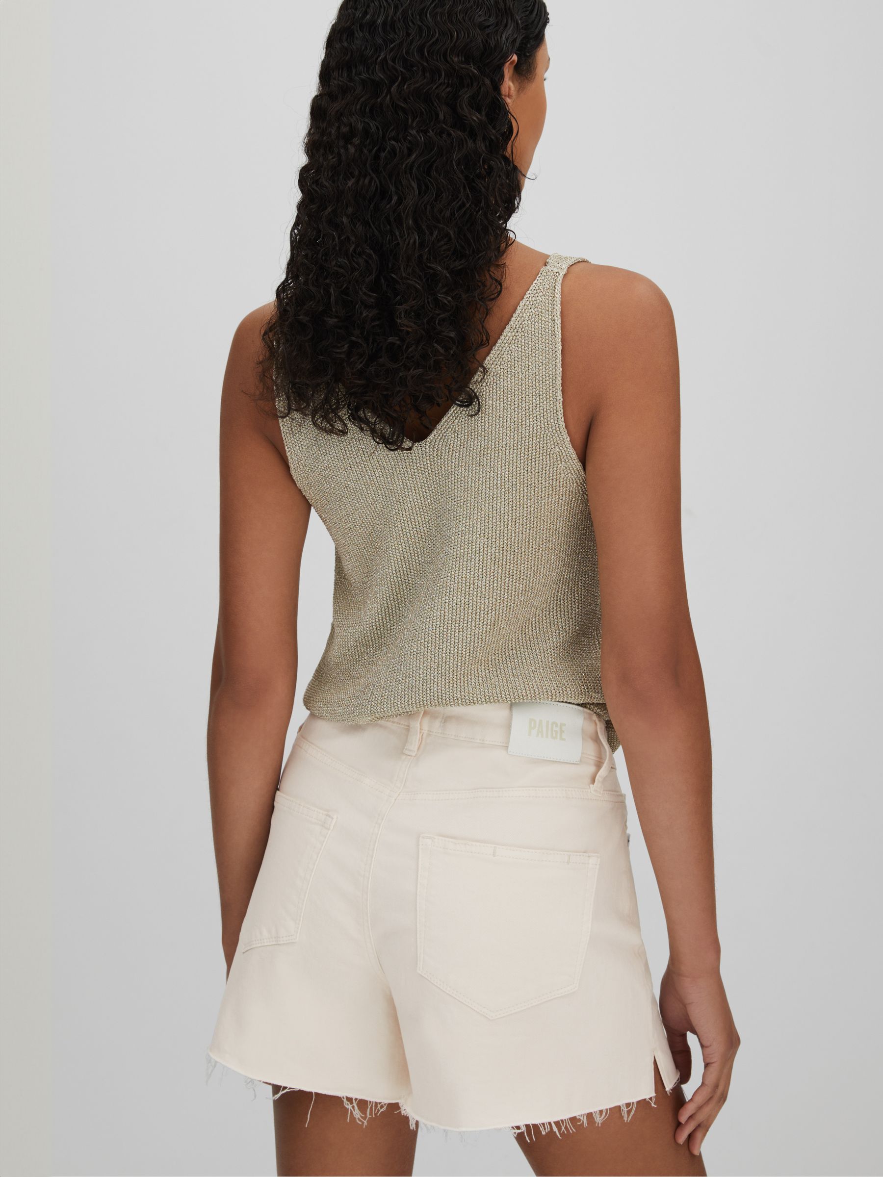 Paige Light Blonde Raw Hem Denim Shorts in Light Blonde