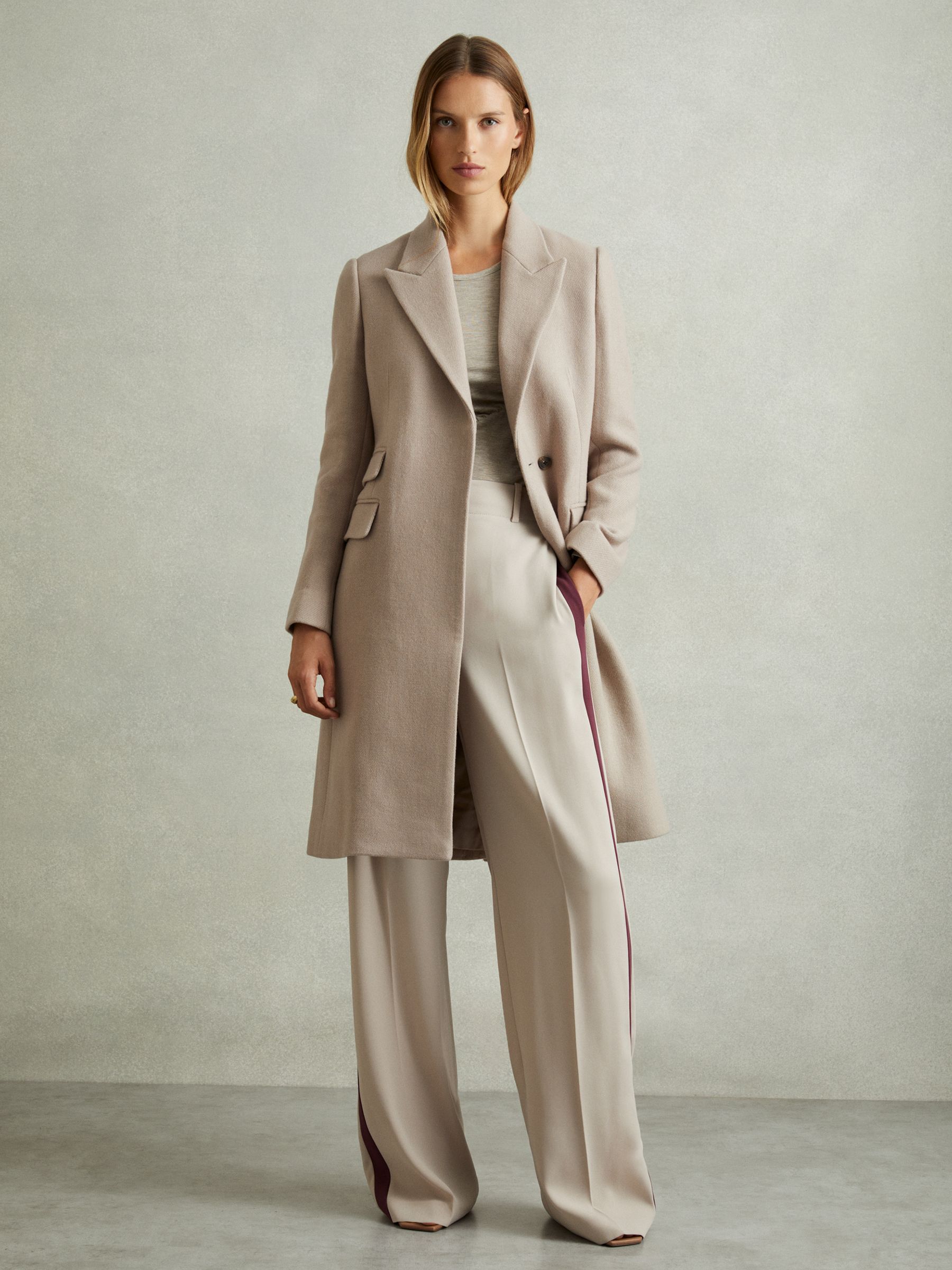 Wool-Blend Coat in Stone