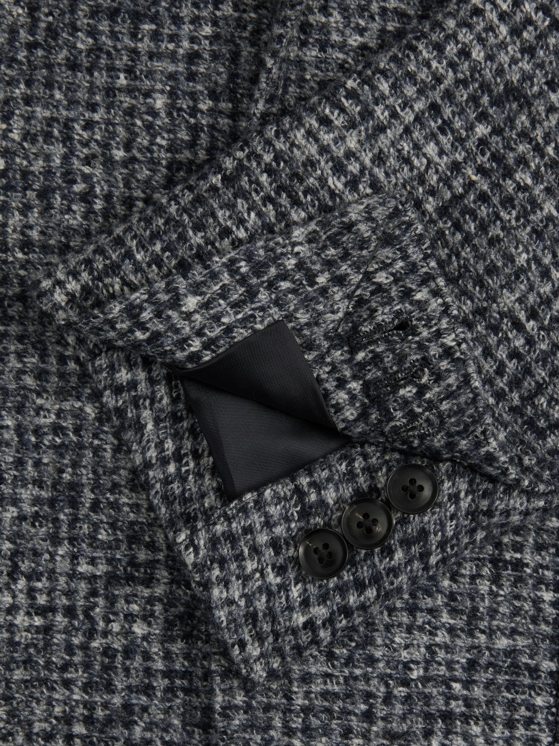 Tweed Single-Breasted Blazer with Wool in Navy/Grey