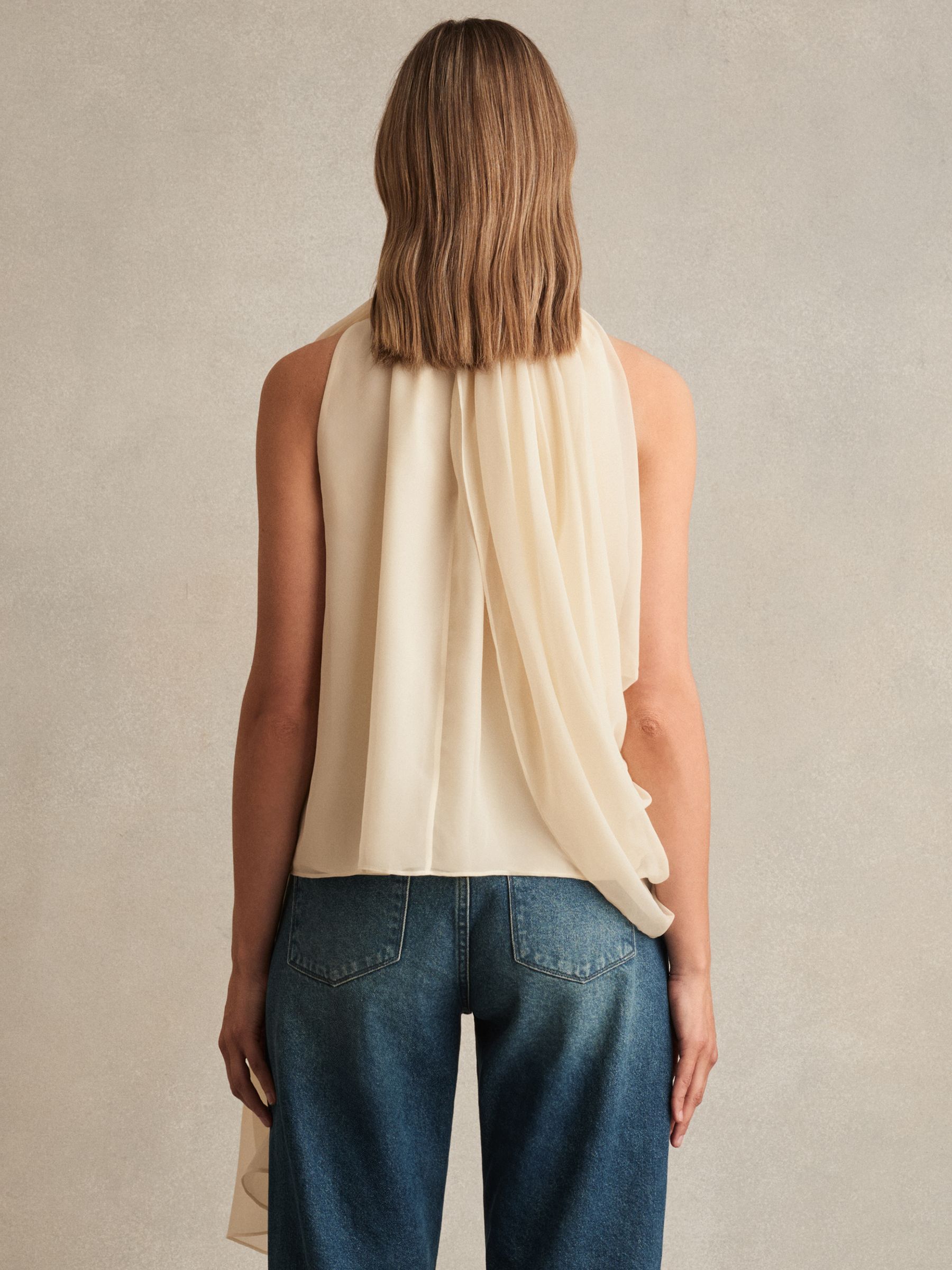 Draped Chiffon Sleeveless Top in Ivory