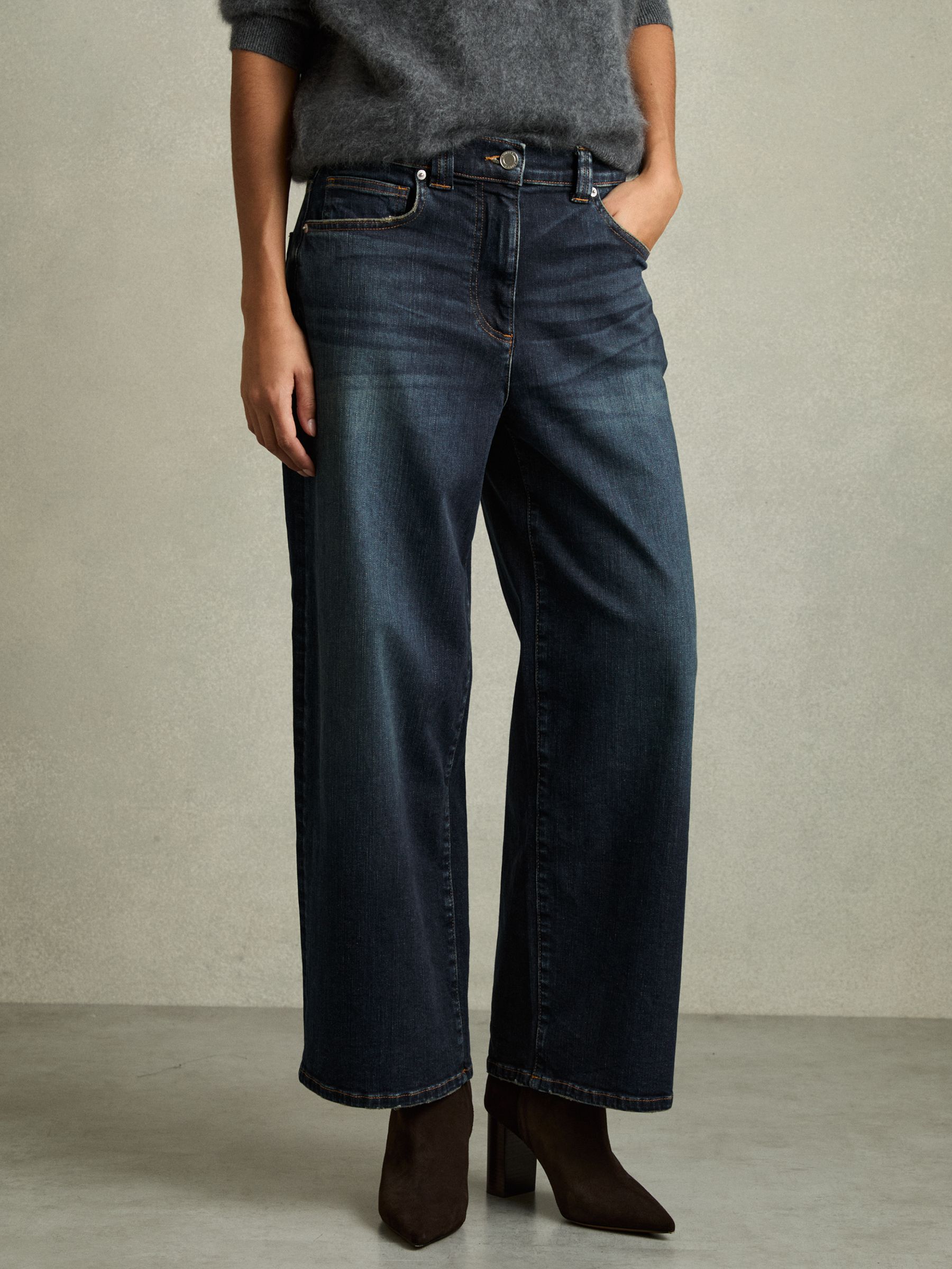 Denim Culotte Jeans in Dark Blue