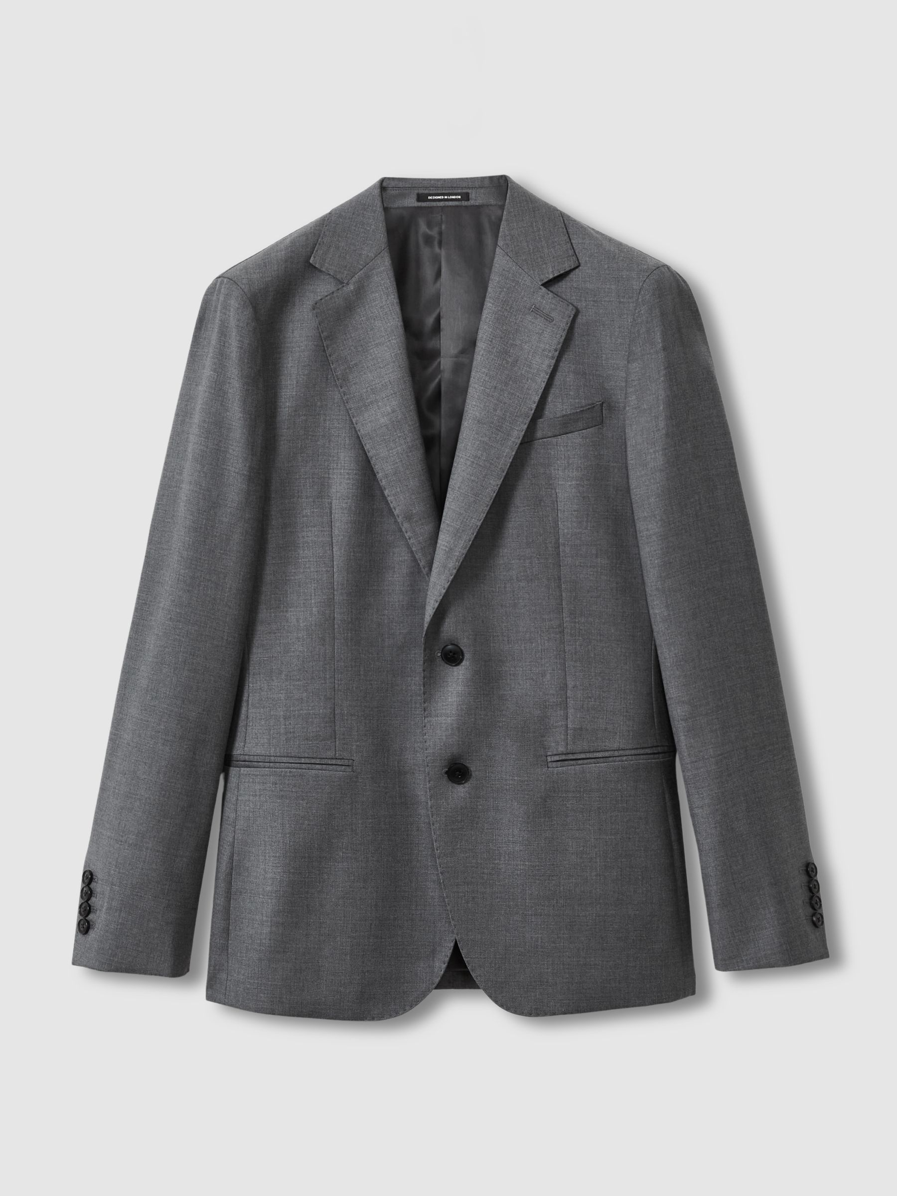 Slim-Fit Single Breasted Wool Suit Jacket in Grey