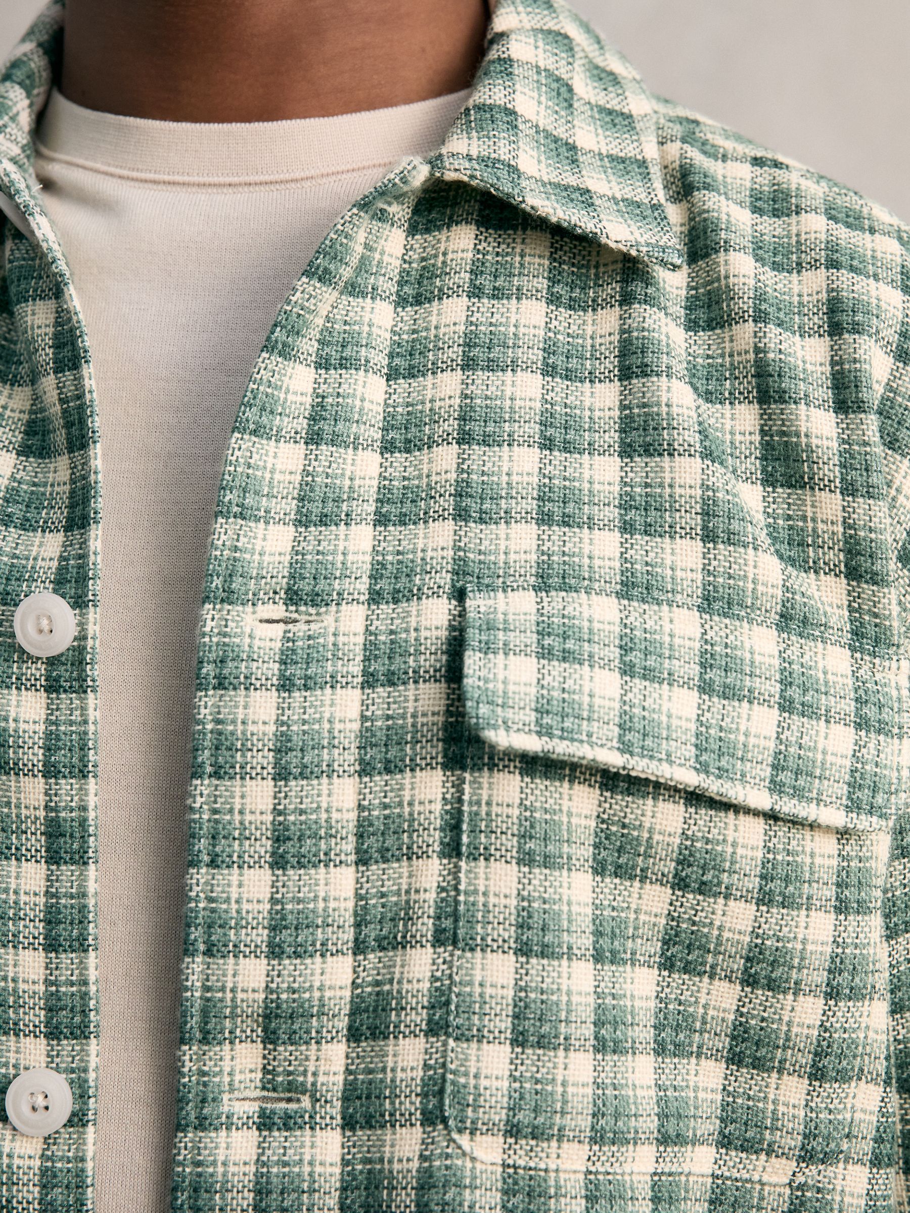 Woven Check Twin Pocket Overshirt in Green Multi