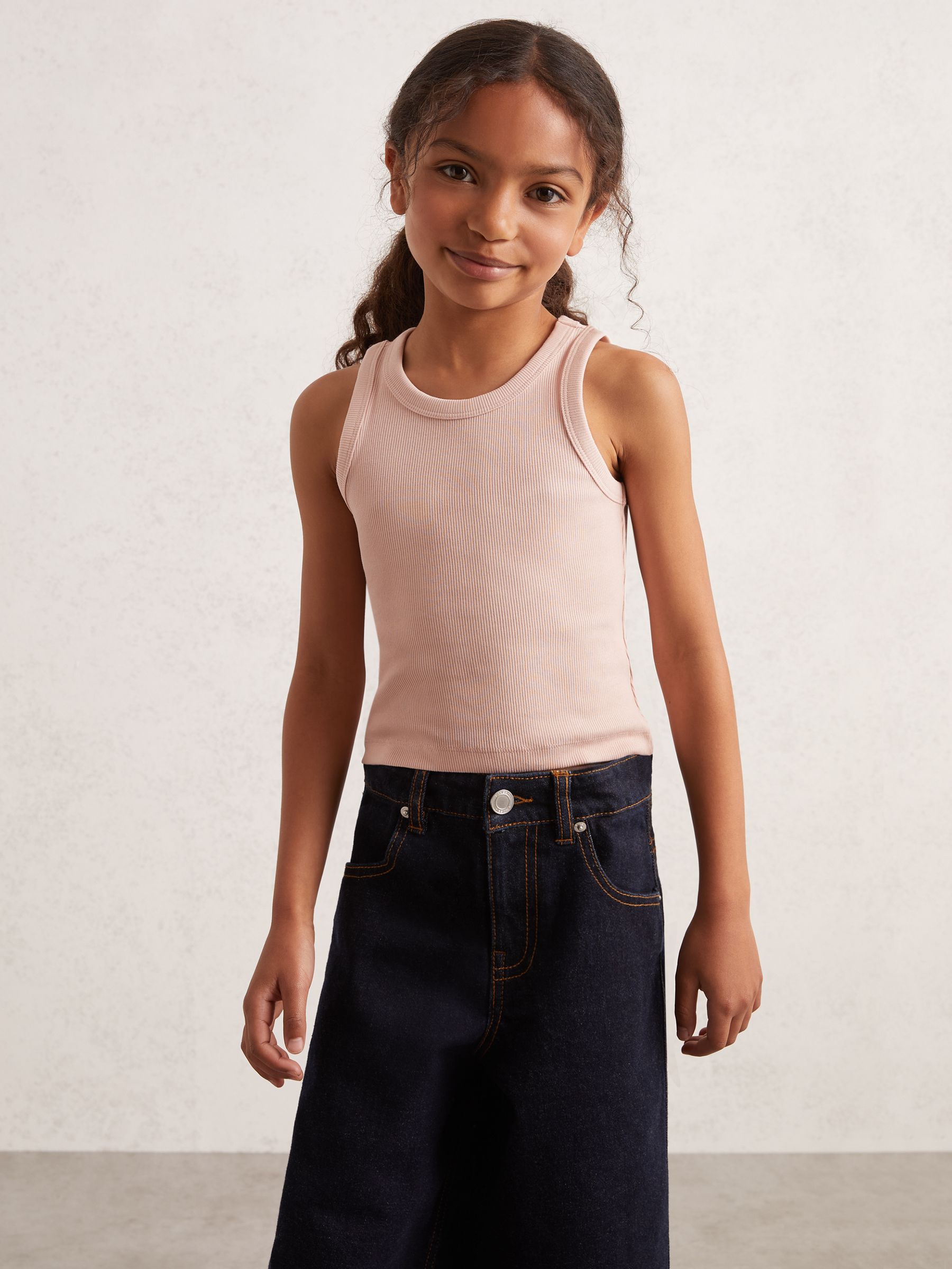 13-14 yrs Stretch-Cotton Ribbed Vest in Pink