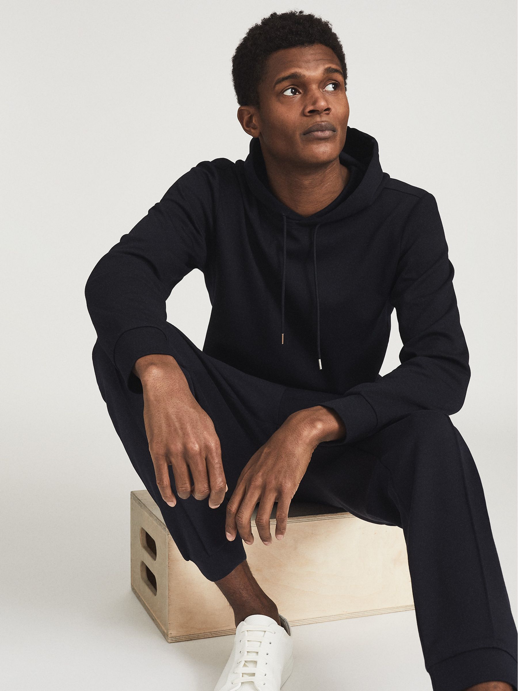Neoprene Loungewear Hoodie in Navy