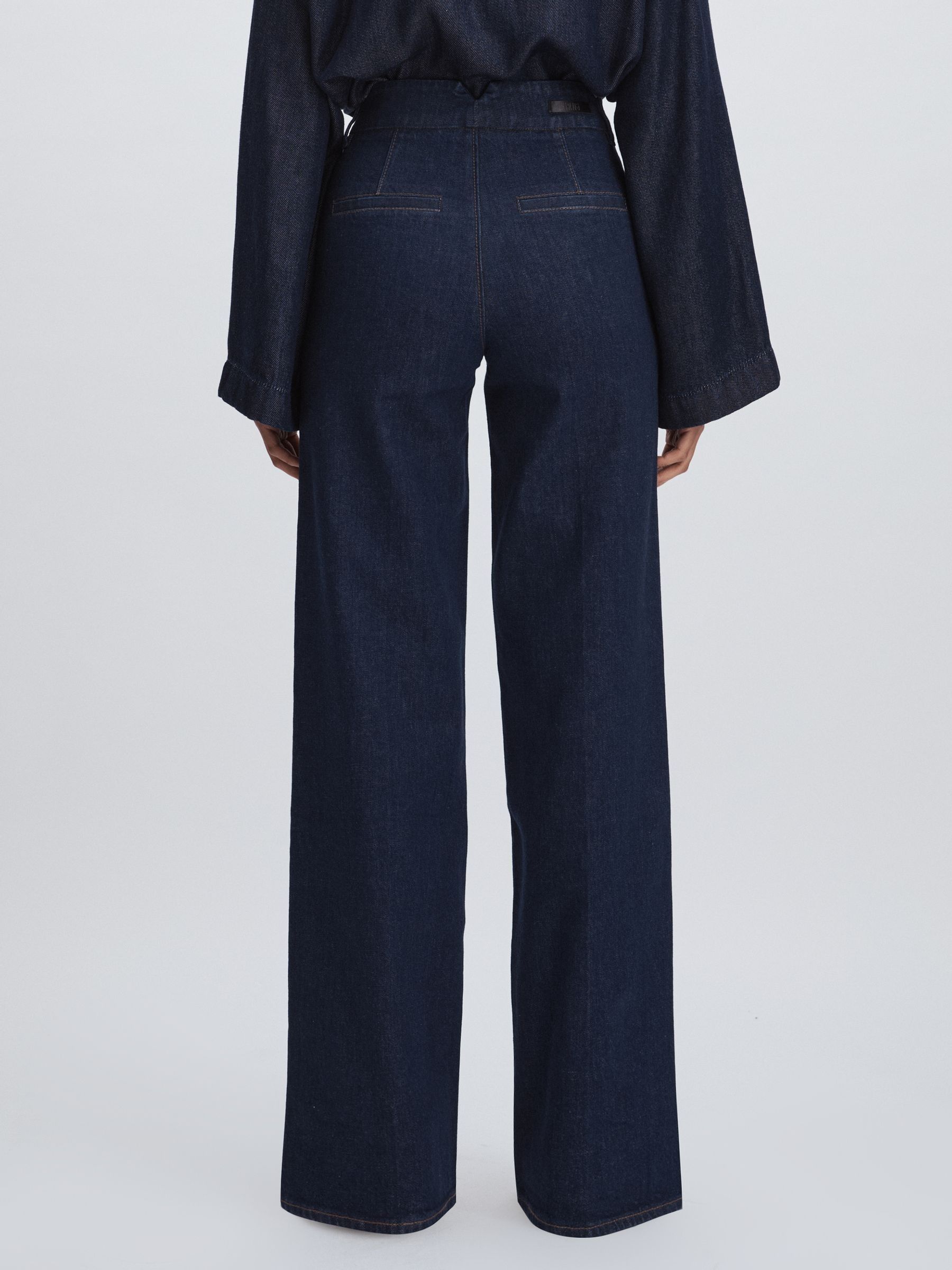 Paige High Rise Wide Leg Jeans in Edinburgh Dark Blue