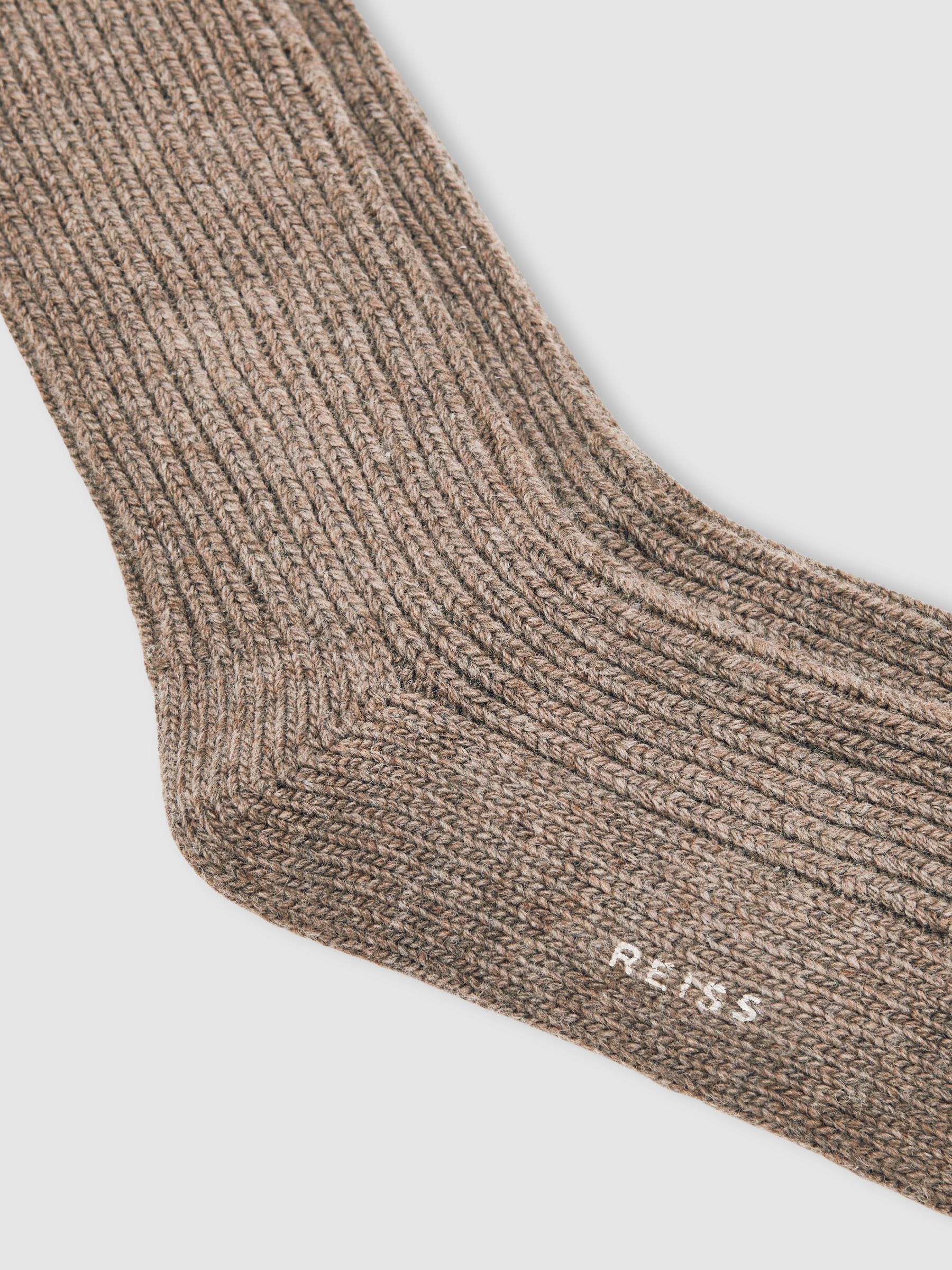 Wool Blend Ribbed Socks in Chocolate