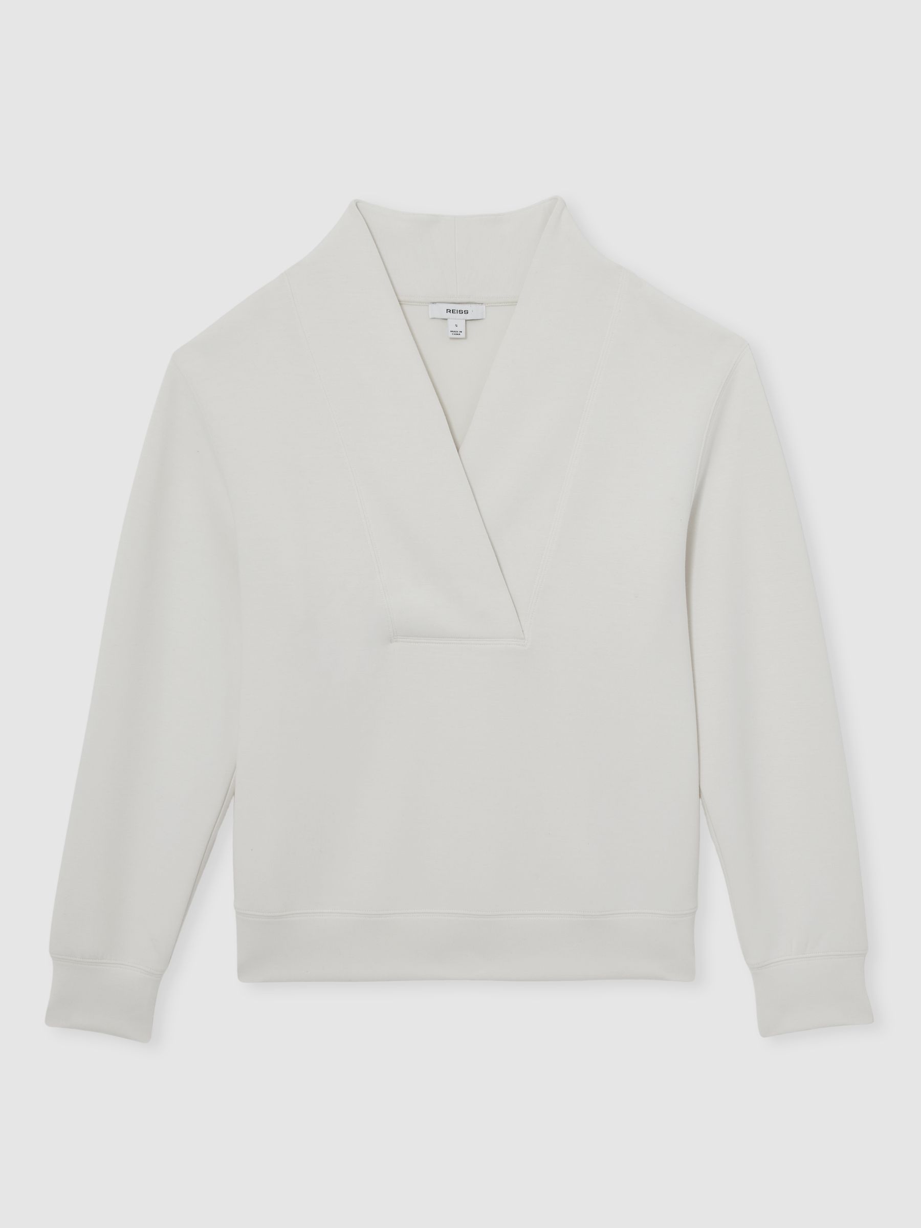 Interlock Shawl-Neck Sweatshirt with Modal in Ivory